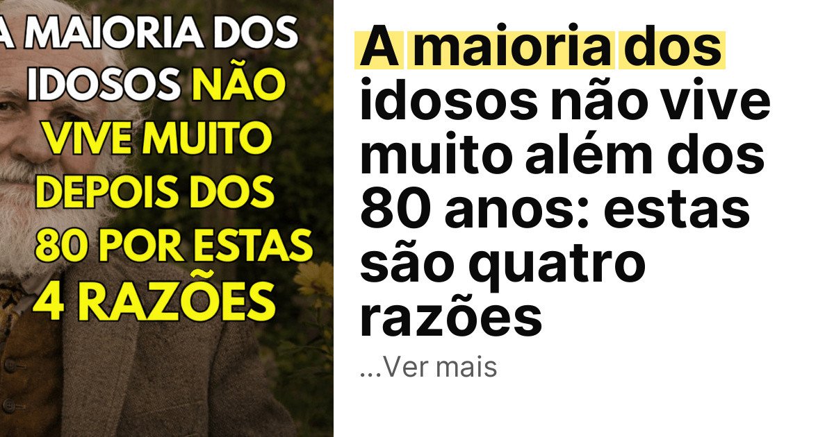 A maioria dos idosos não vive muito além dos 80 anos: estas são quatro razões imagem principal