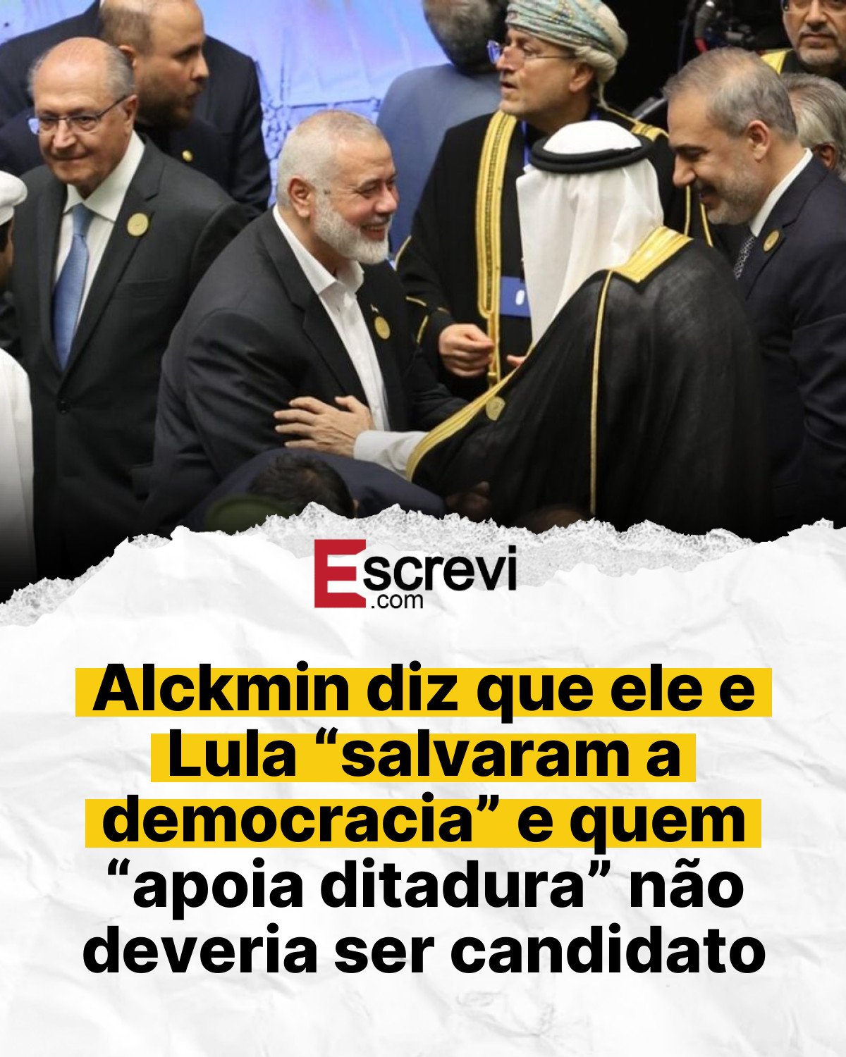 Alckmin diz que ele e Lula “salvaram a democracia” e quem “apoia ditadura” não deveria ser candidato card branco