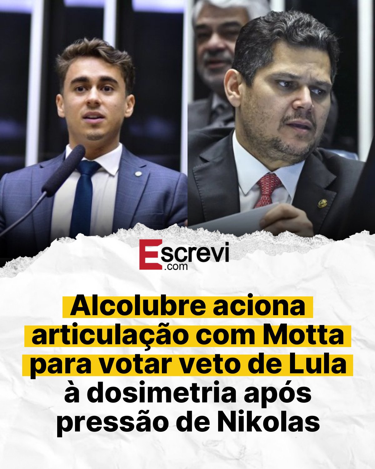 Alcolubre aciona articulação com Motta para votar veto de Lula à dosimetria após pressão de Nikolas card branco