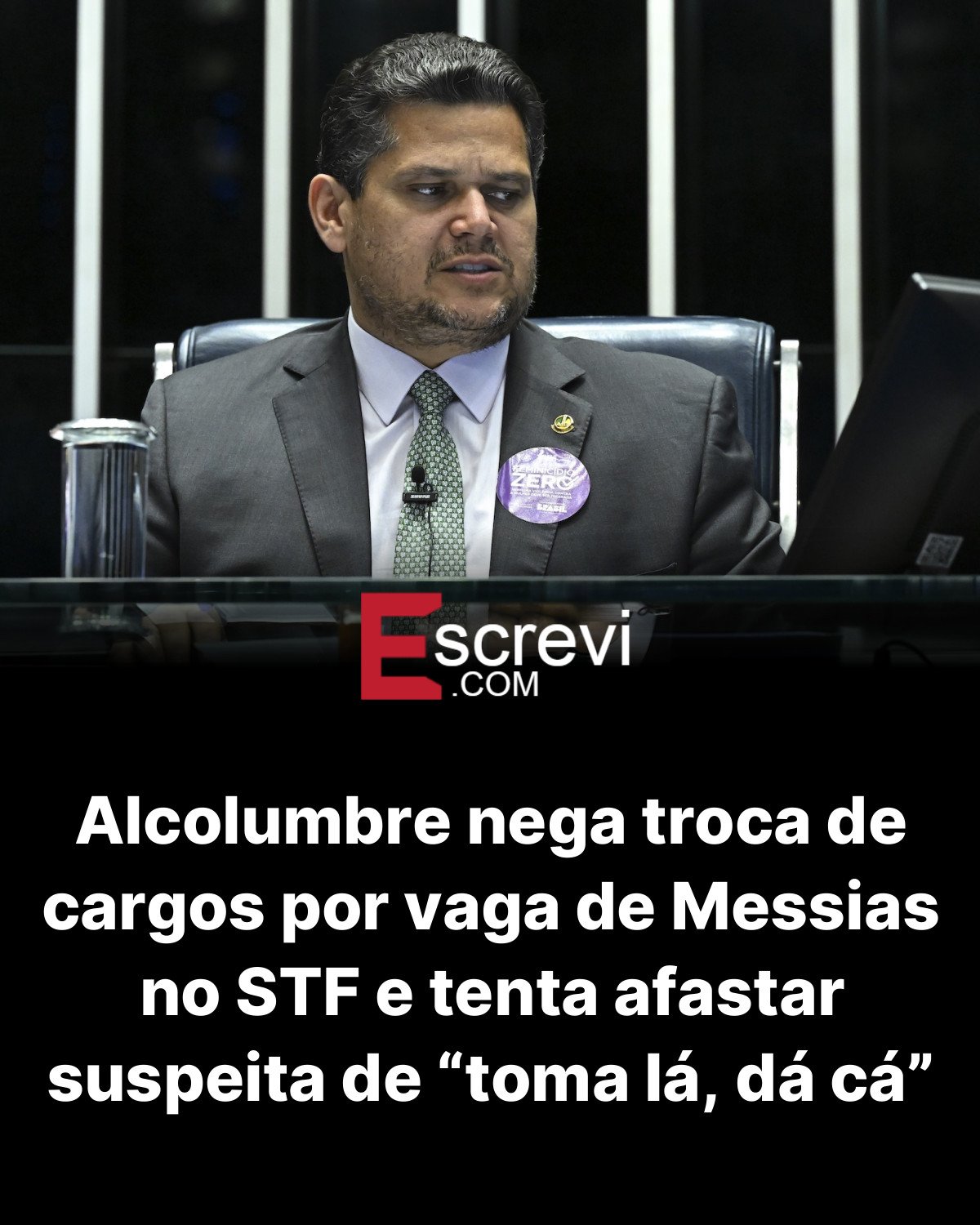 Alcolumbre nega troca de cargos por vaga de Messias no STF e tenta afastar suspeita de “toma lá, dá cá” card preto