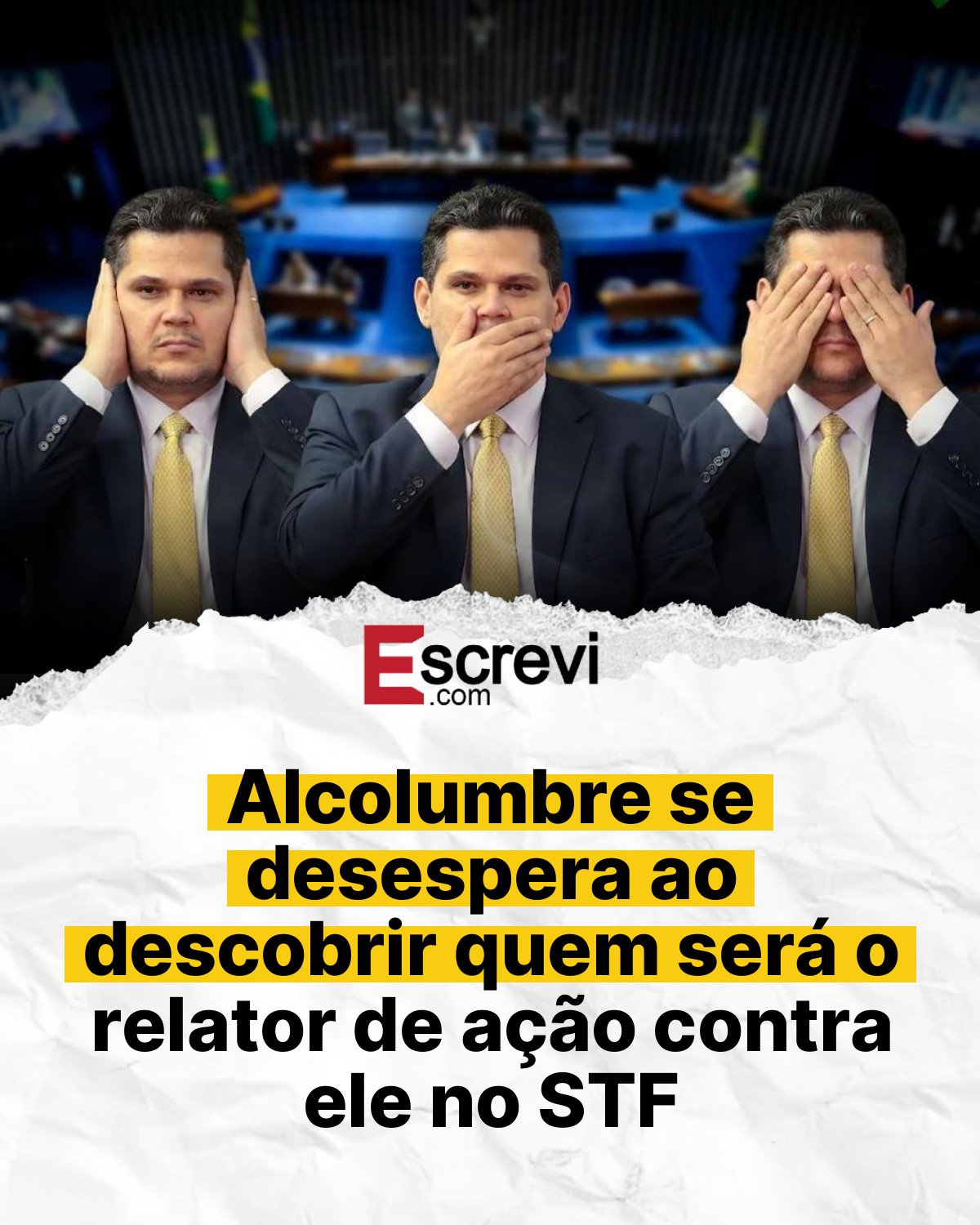 Alcolumbre se desespera ao descobrir quem será o relator de ação contra ele no STF card branco