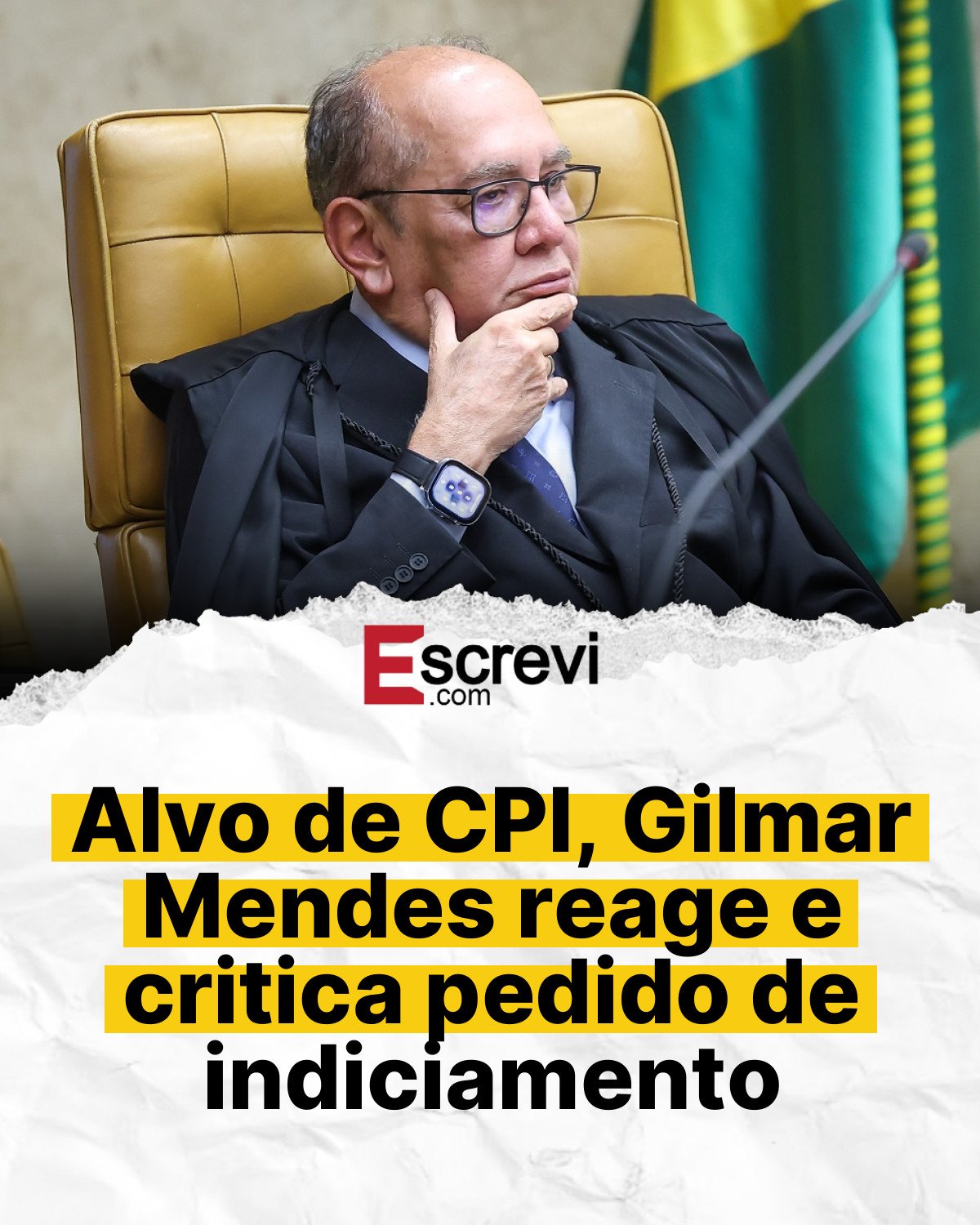 Alvo de CPI, Gilmar Mendes reage e critica pedido de indiciamento card branco