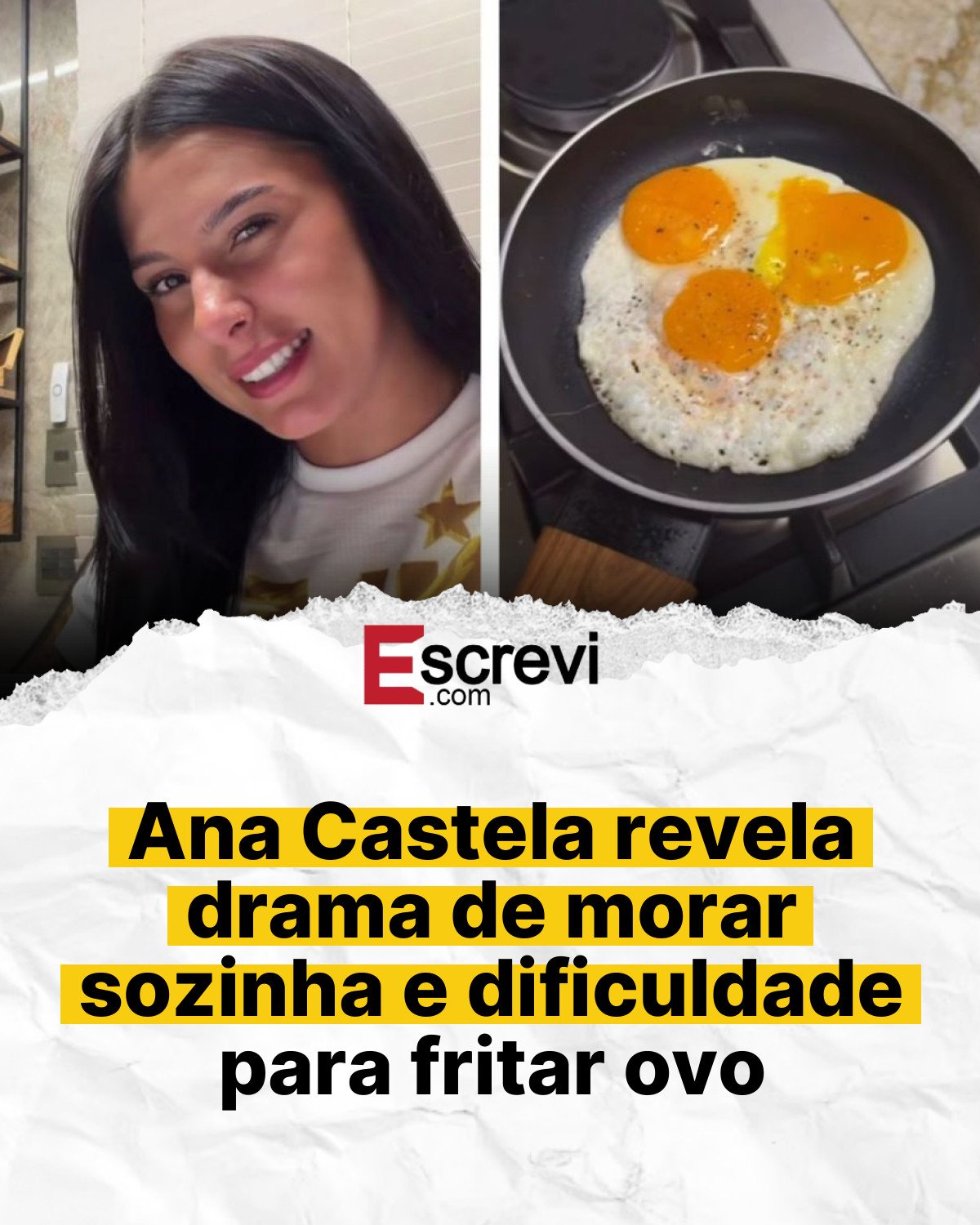 Ana Castela revela drama de morar sozinha e dificuldade para fritar ovo card branco