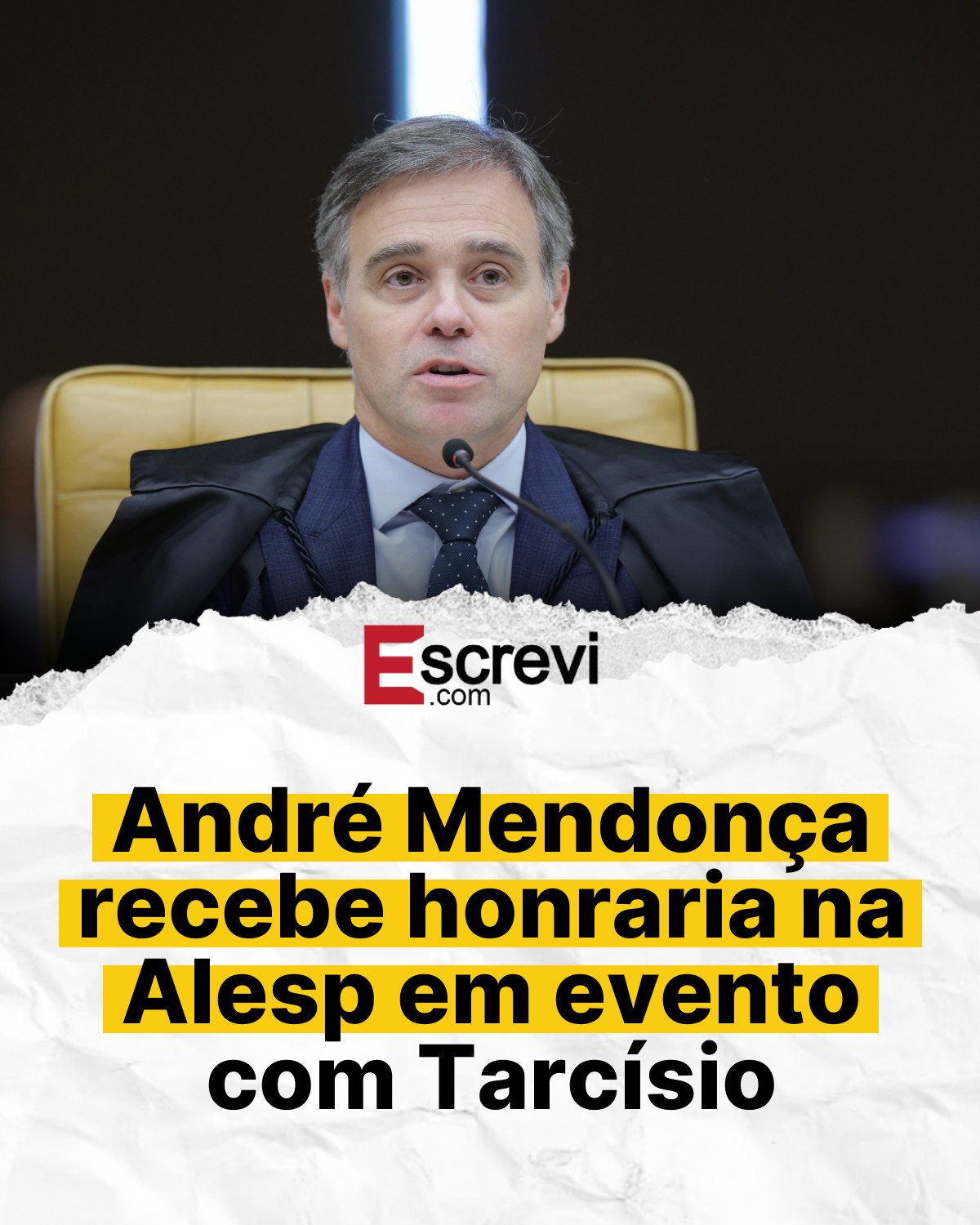 André Mendonça recebe honraria na Alesp em evento com Tarcísio card branco
