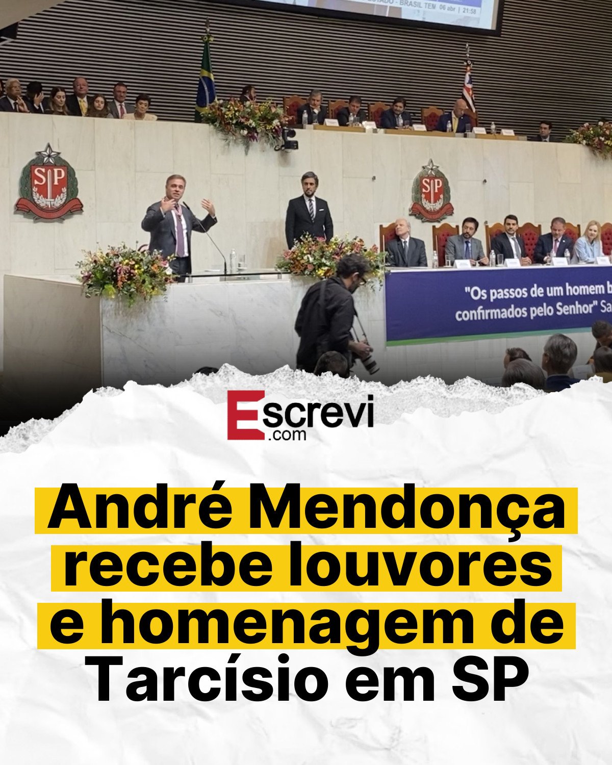 André Mendonça recebe louvores e homenagem de Tarcísio em SP card branco