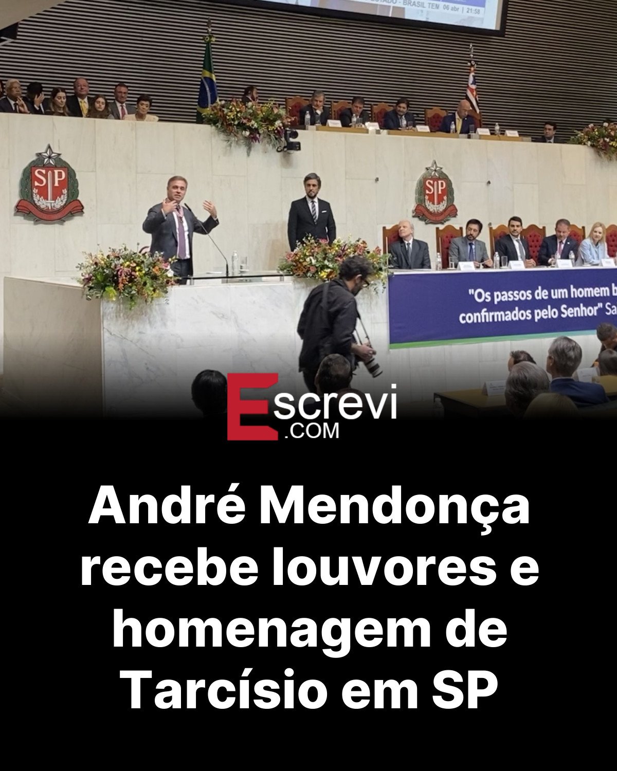 André Mendonça recebe louvores e homenagem de Tarcísio em SP card preto