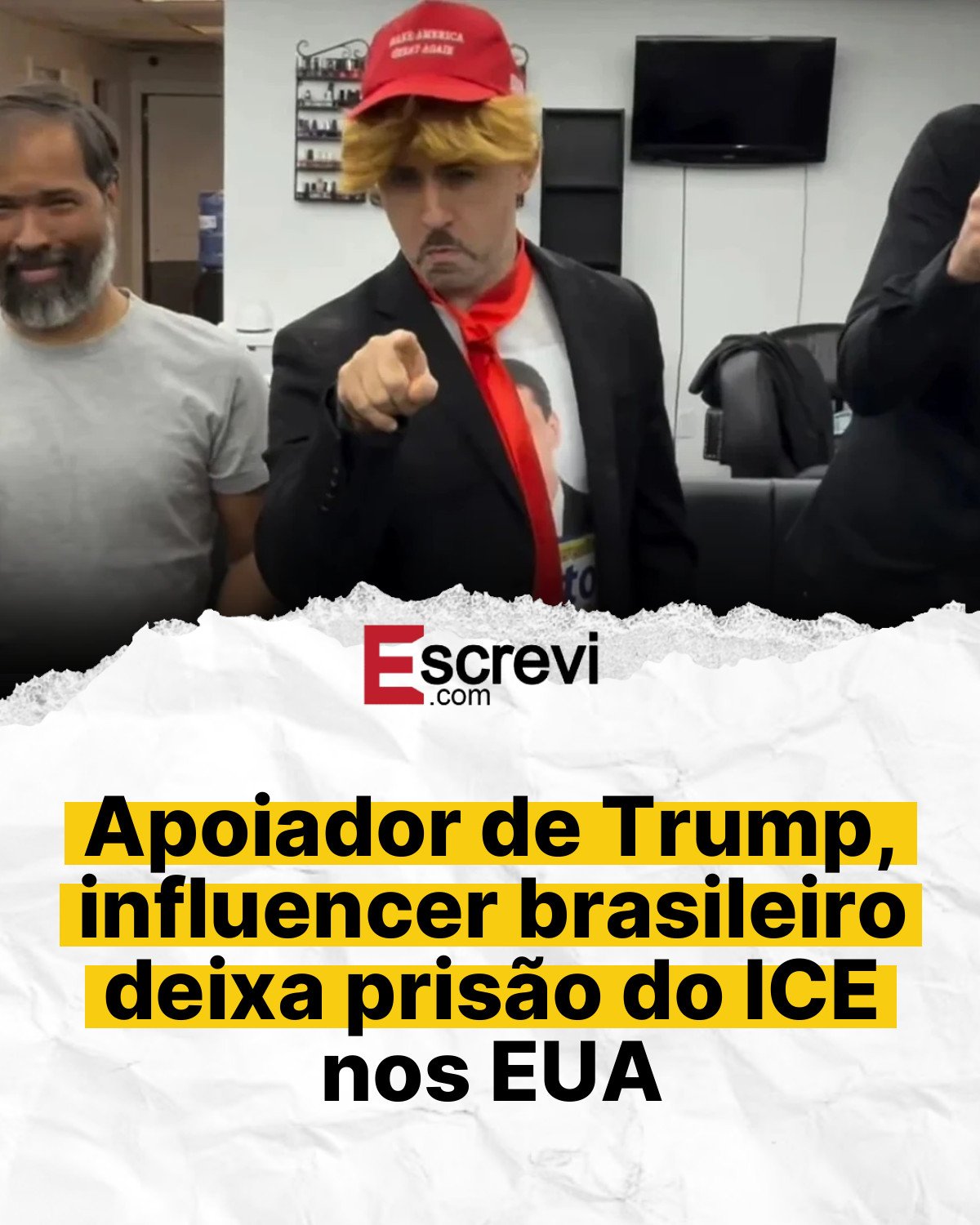 Apoiador de Trump, influencer brasileiro deixa prisão do ICE nos EUA card branco