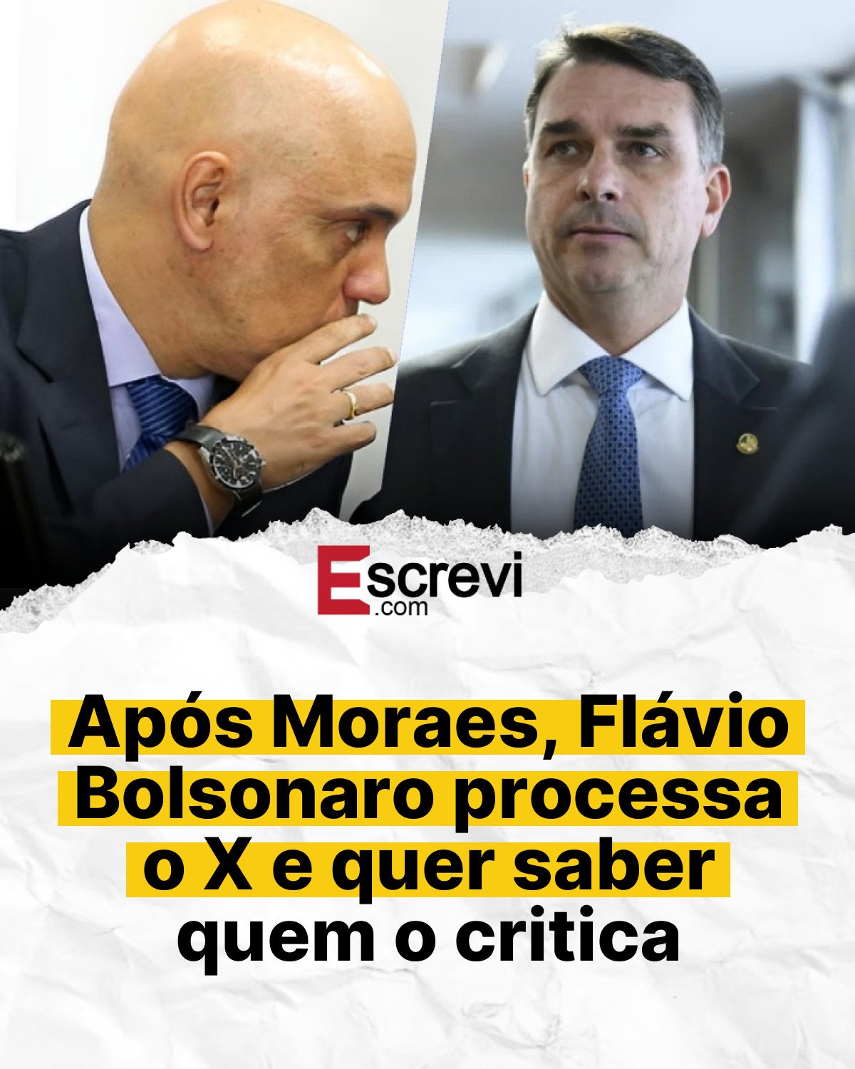 Após Moraes, Flávio Bolsonaro processa o X e quer saber quem o critica card branco