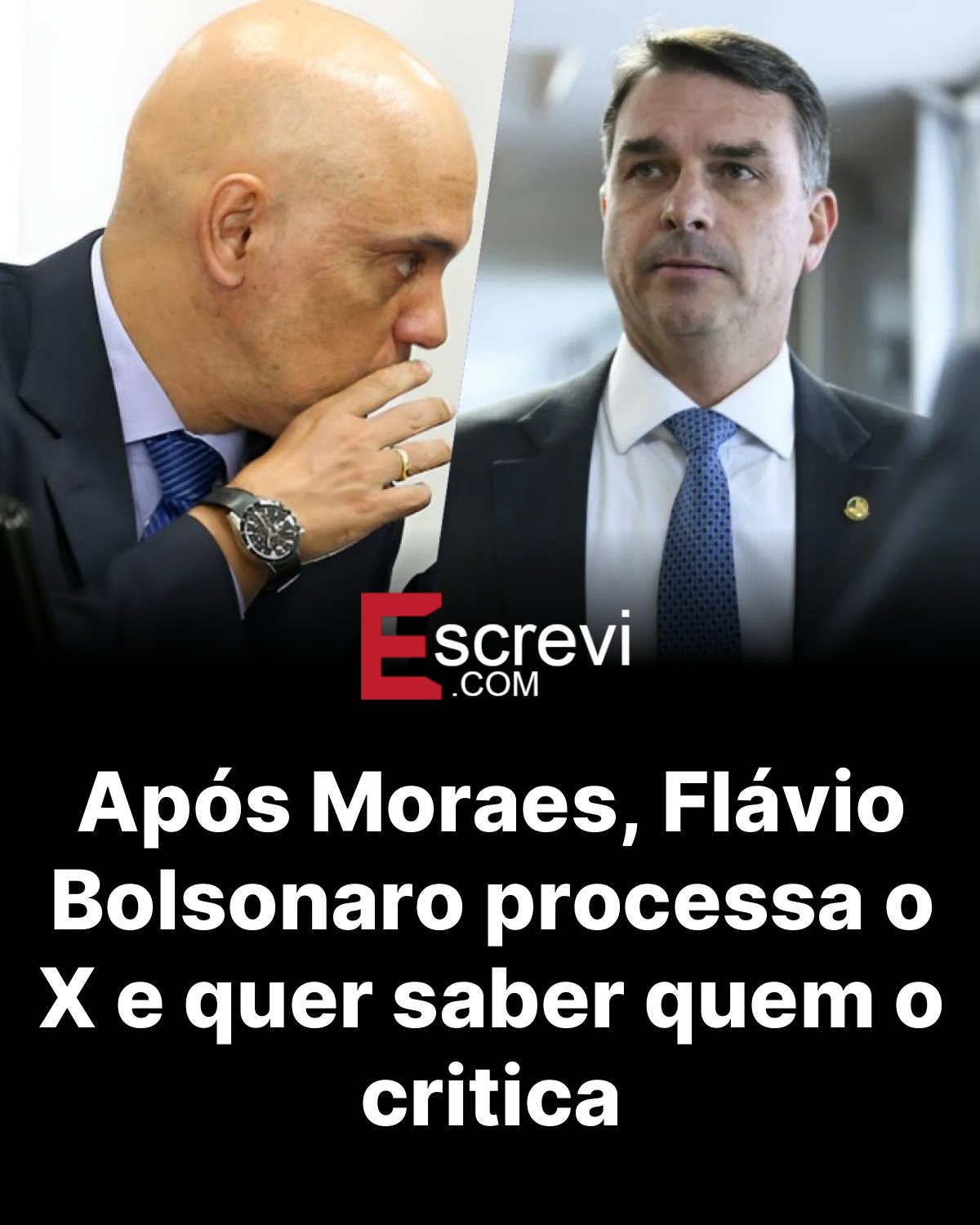 Após Moraes, Flávio Bolsonaro processa o X e quer saber quem o critica card preto