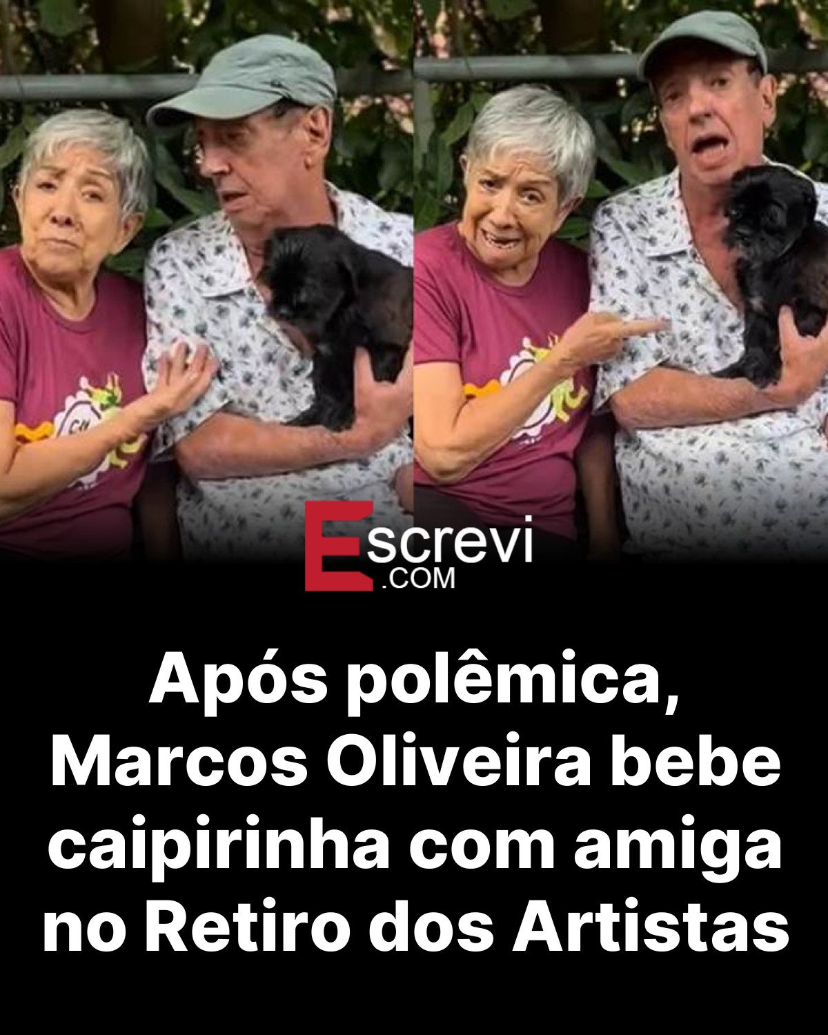 Após polêmica, Marcos Oliveira bebe caipirinha com amiga no Retiro dos Artistas card preto