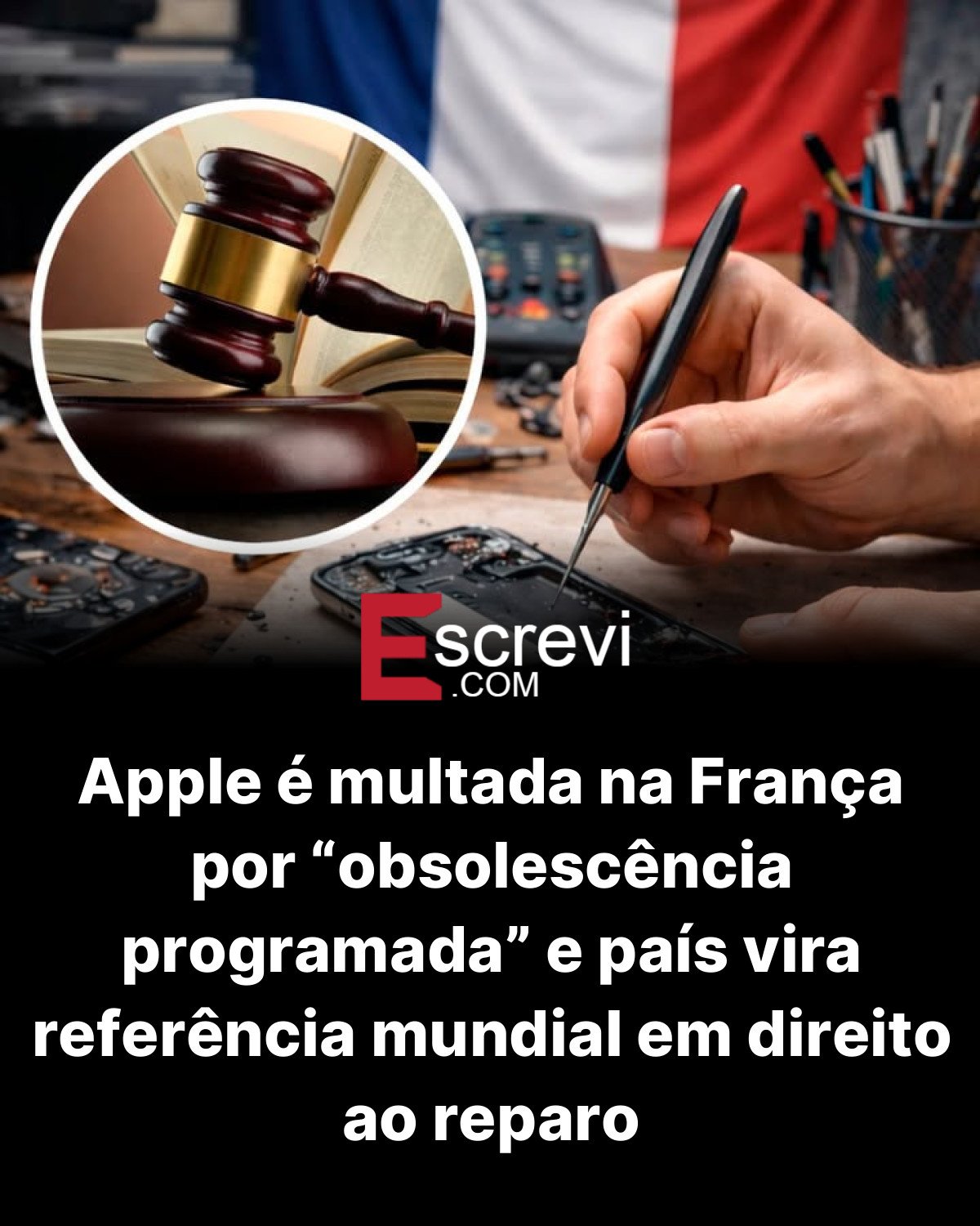Apple é multada na França por “obsolescência programada” e país vira referência mundial em direito ao reparo card preto