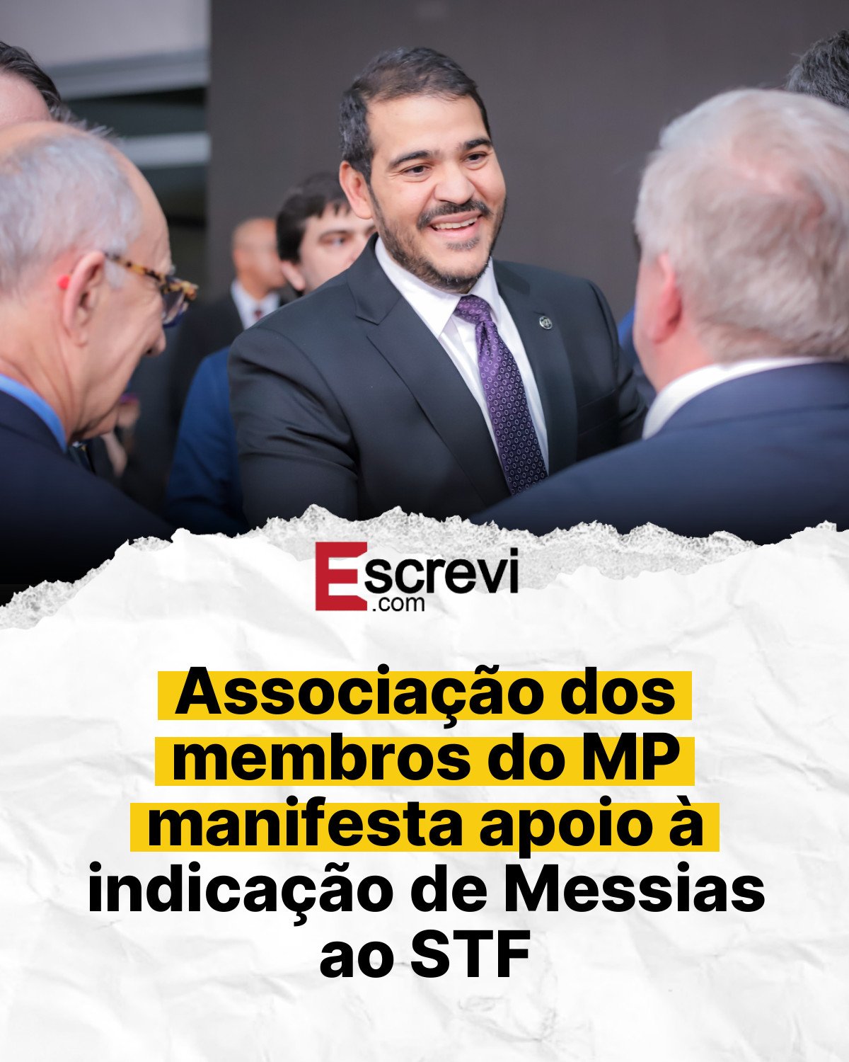 Associação dos membros do MP manifesta apoio à indicação de Messias ao STF card branco