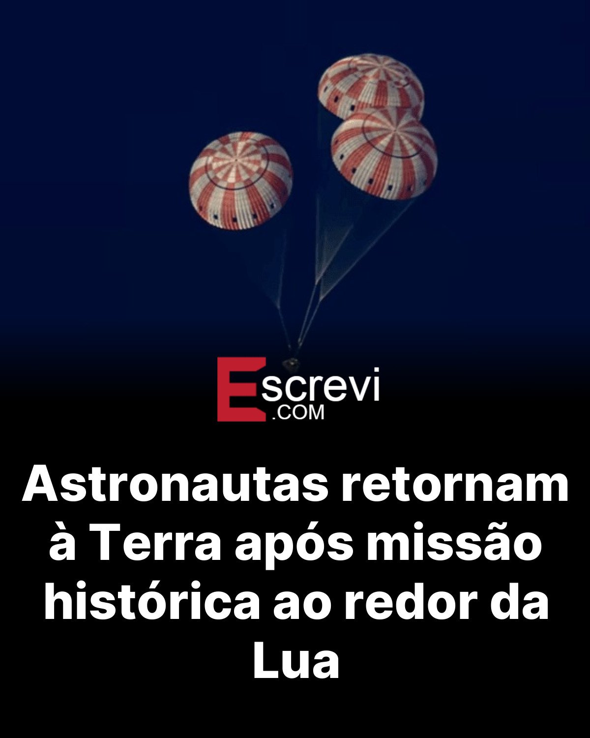 Astronautas retornam à Terra após missão histórica ao redor da Lua card preto