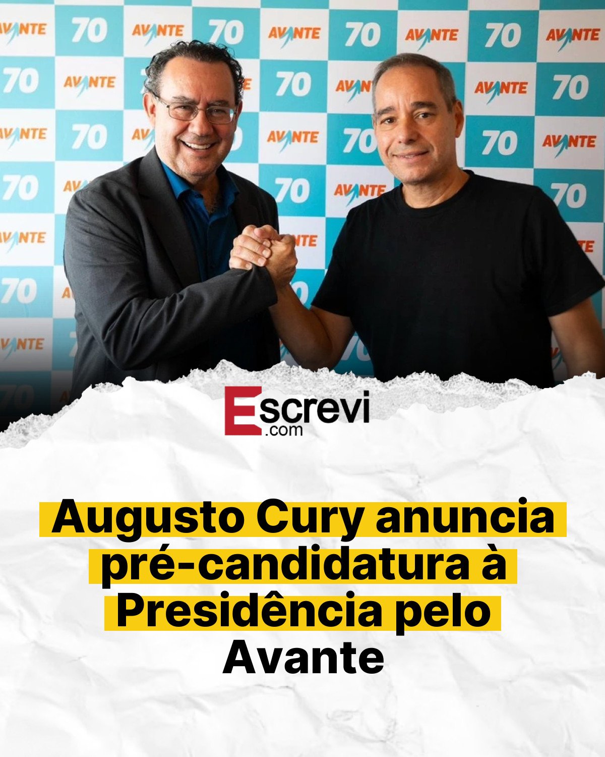 Augusto Cury anuncia pré-candidatura à Presidência pelo Avante card branco