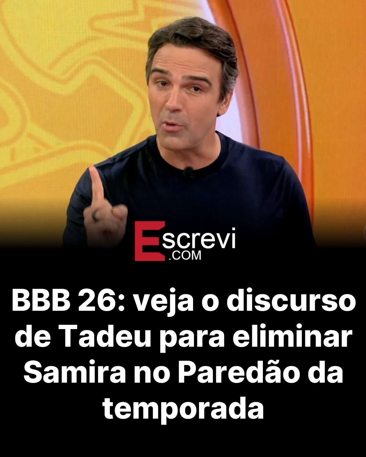 BBB 26: veja o discurso de Tadeu para eliminar Samira no Paredão da temporada card preto
