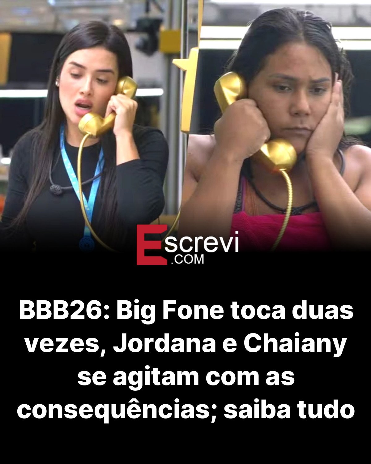 BBB26: Big Fone toca duas vezes, Jordana e Chaiany se agitam com as consequências; saiba tudo card preto
