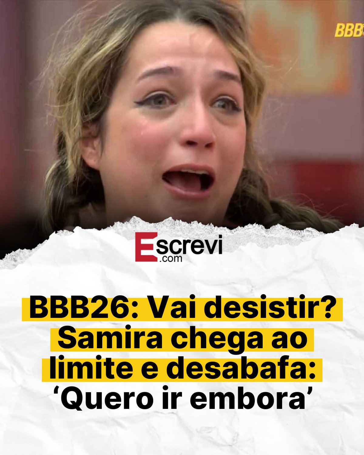 BBB26: Vai desistir? Samira chega ao limite e desabafa: ‘Quero ir embora’ card branco