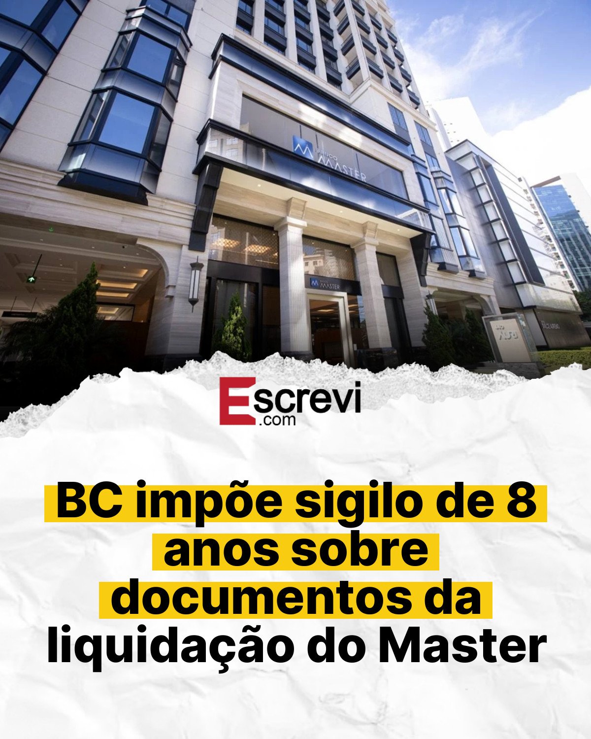 BC impõe sigilo de 8 anos sobre documentos da liquidação do Master card branco