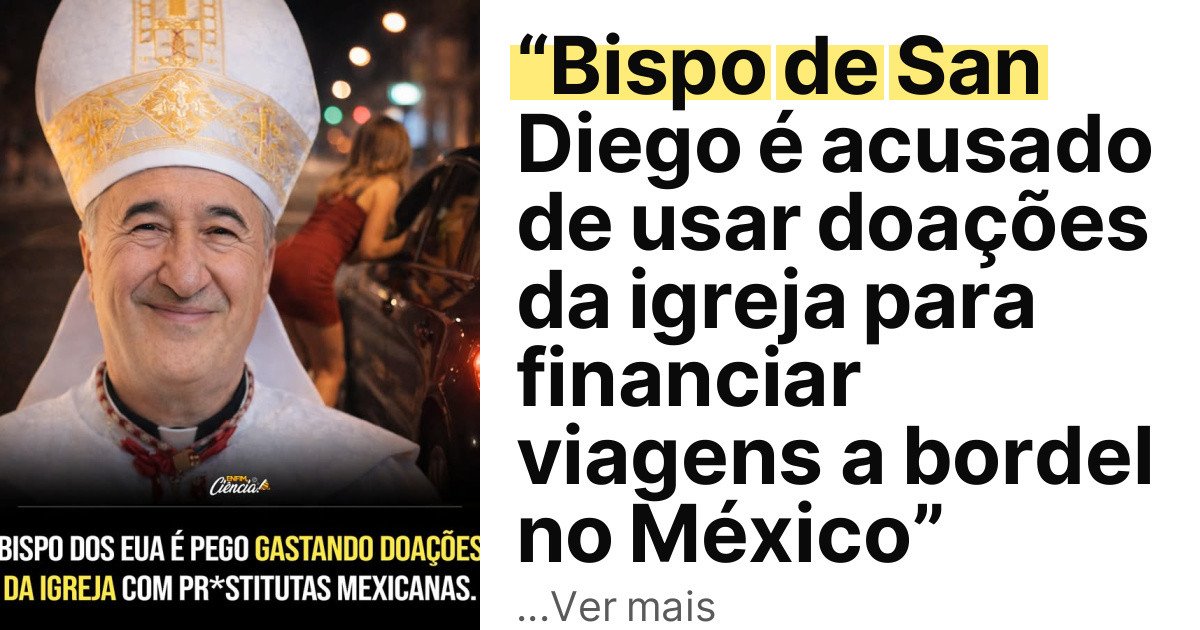 “Bispo de San Diego é acusado de usar doações da igreja para financiar viagens a bordel no México” imagem principal