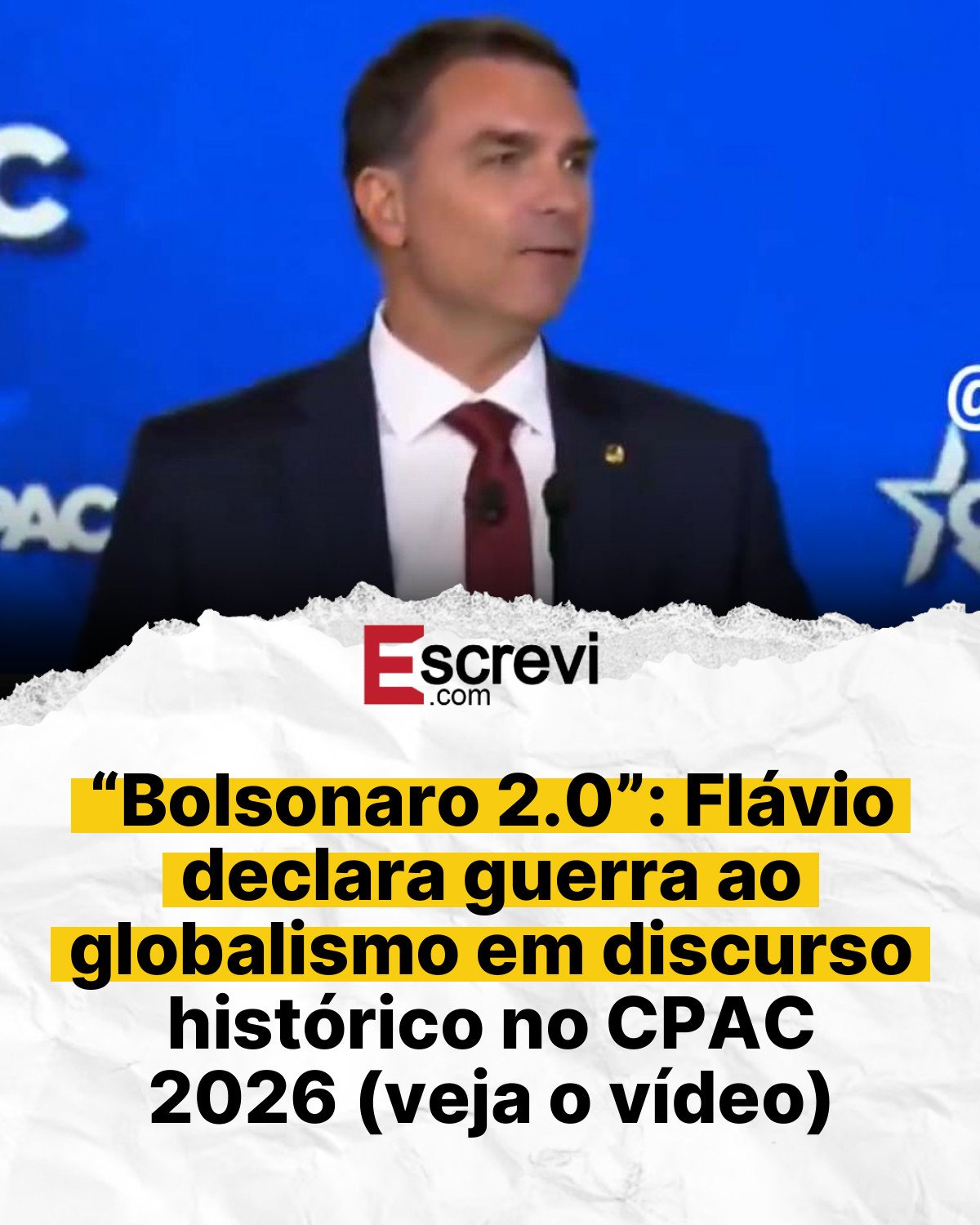 “Bolsonaro 2.0”: Flávio declara guerra ao globalismo em discurso histórico no CPAC 2026 (veja o vídeo) card branco