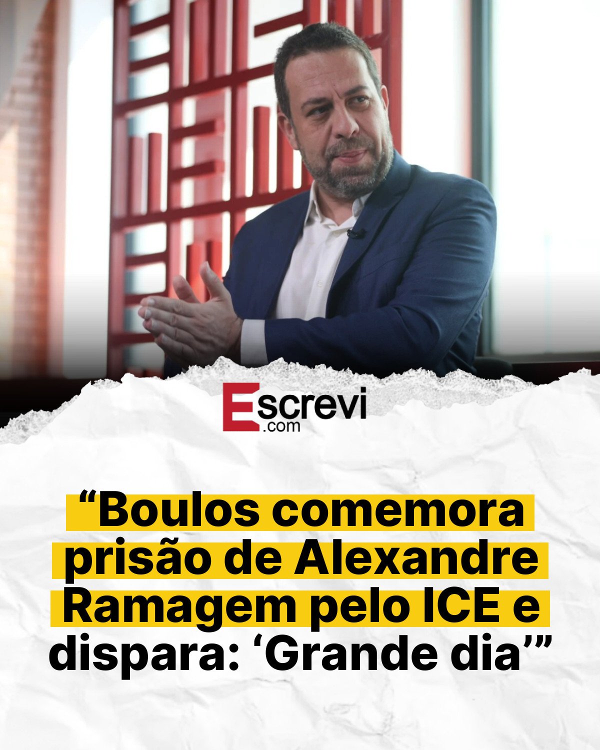 “Boulos comemora prisão de Alexandre Ramagem pelo ICE e dispara: ‘Grande dia’” card branco