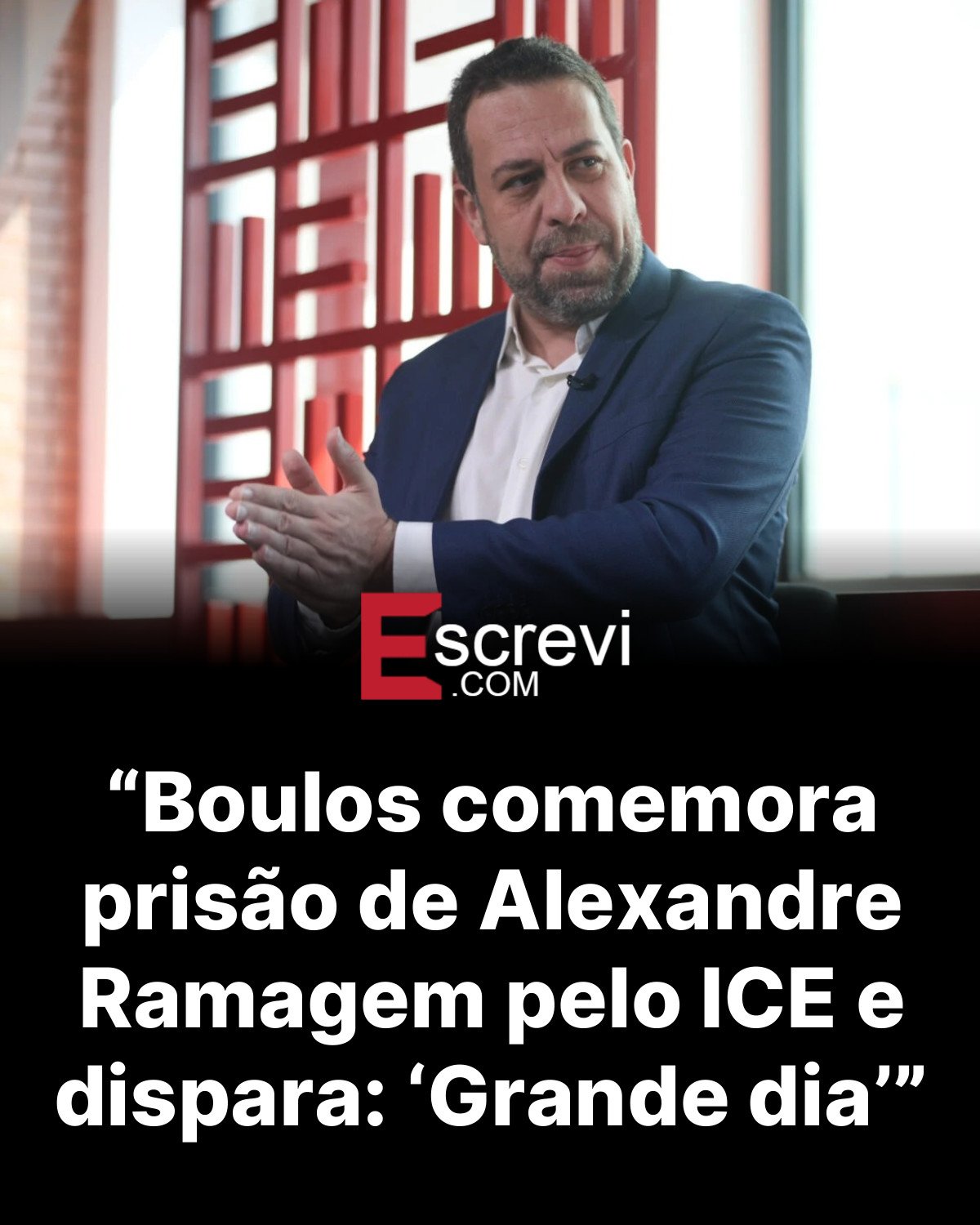 “Boulos comemora prisão de Alexandre Ramagem pelo ICE e dispara: ‘Grande dia’” card preto