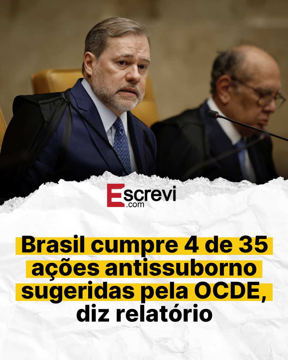 Brasil cumpre 4 de 35 ações antissuborno sugeridas pela OCDE, diz relatório card branco