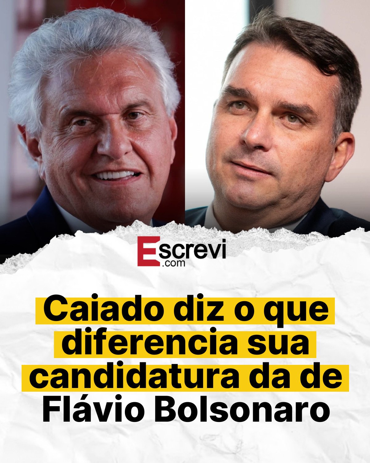 Caiado diz o que diferencia sua candidatura da de Flávio Bolsonaro card branco