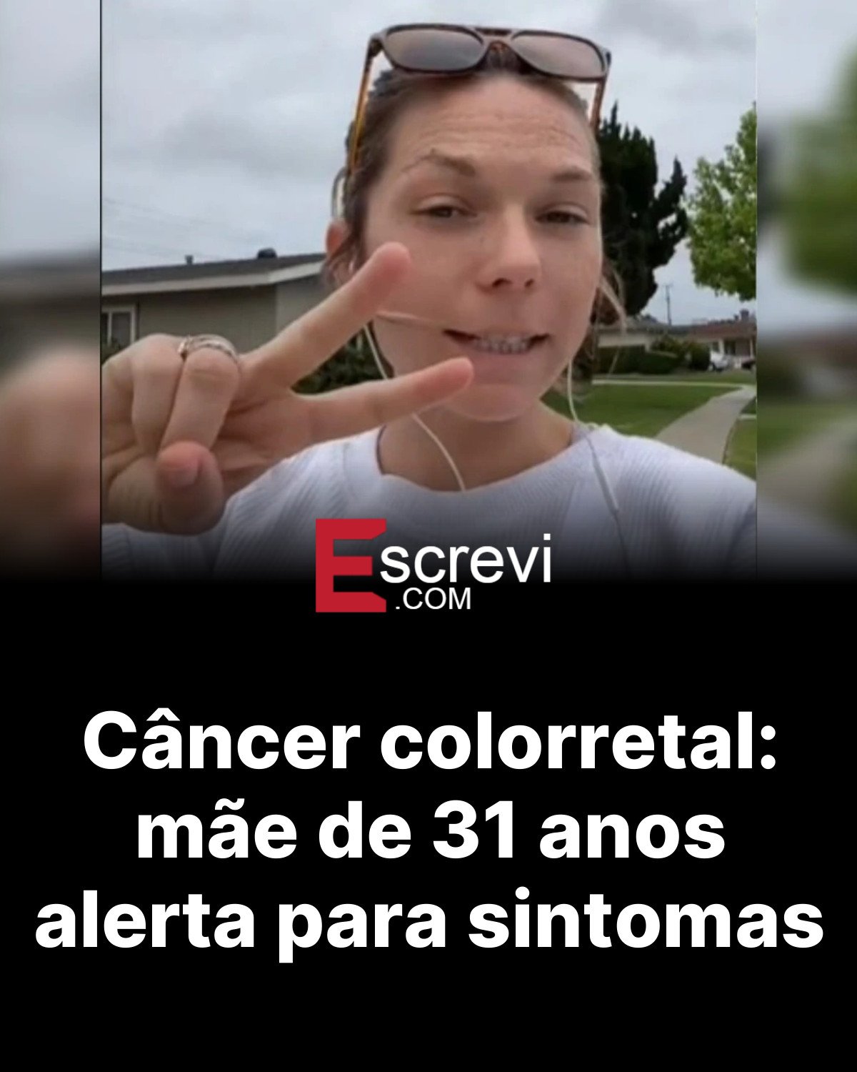 Câncer colorretal: mãe de 31 anos alerta para sintomas card preto