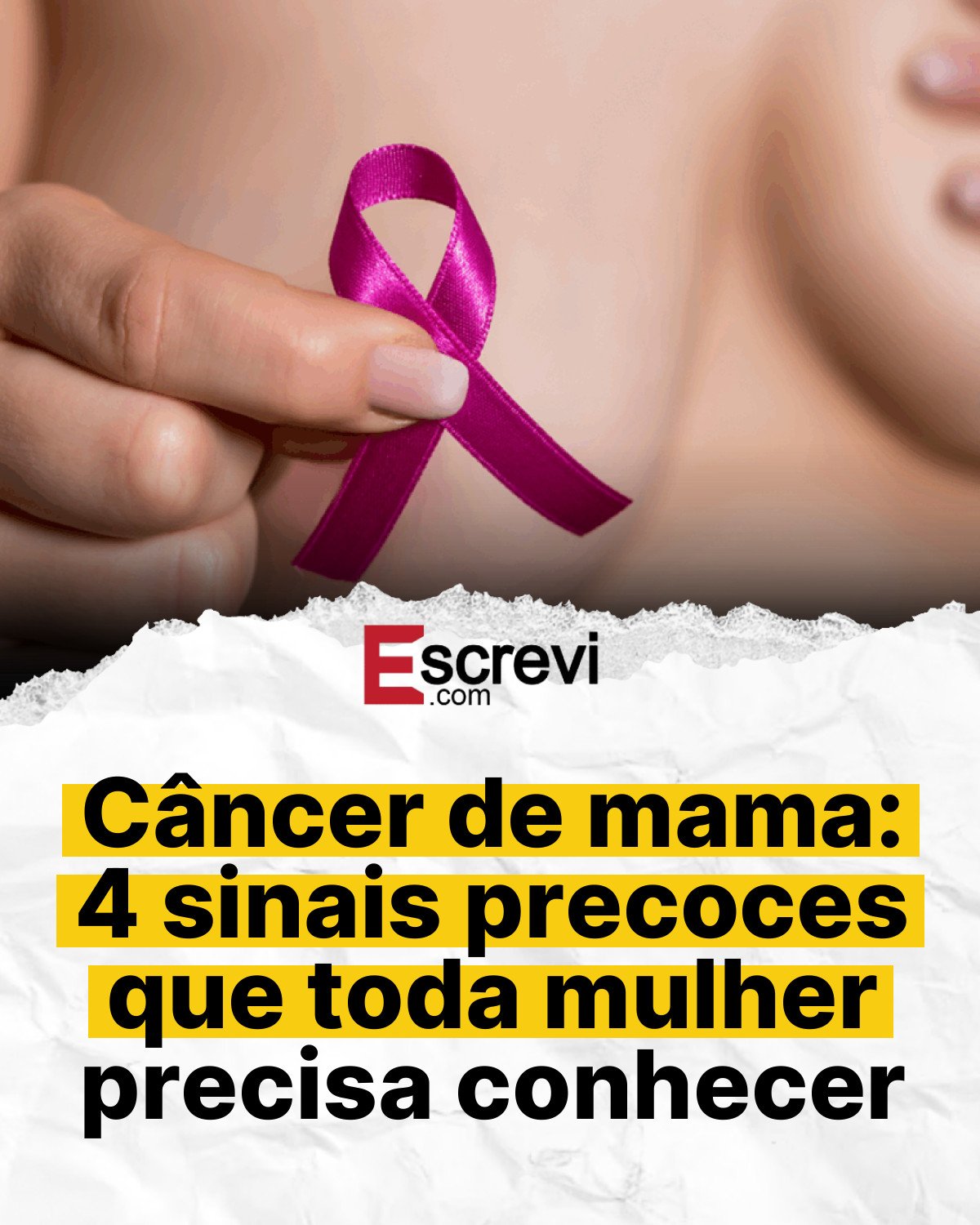 Câncer de mama: 4 sinais precoces que toda mulher precisa conhecer card branco