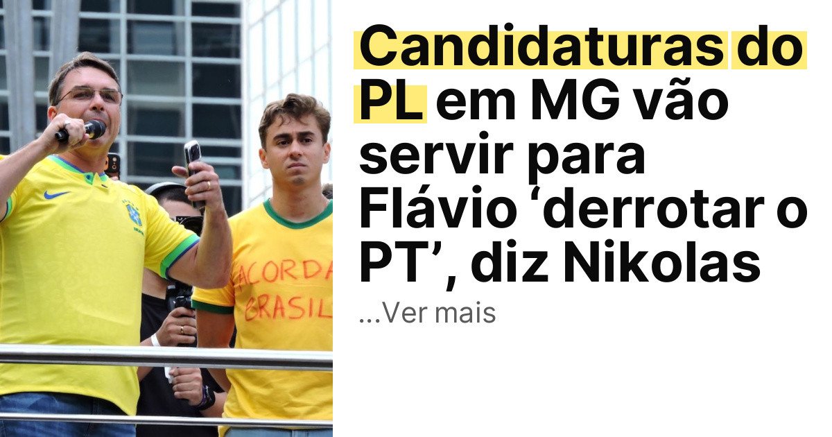 Candidaturas do PL em MG vão servir para Flávio ‘derrotar o PT’, diz Nikolas imagem principal