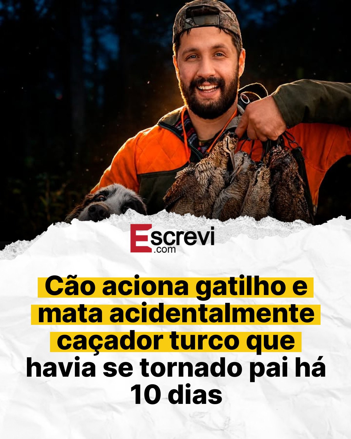 Cão aciona gatilho e mata acidentalmente caçador turco que havia se tornado pai há 10 dias card branco