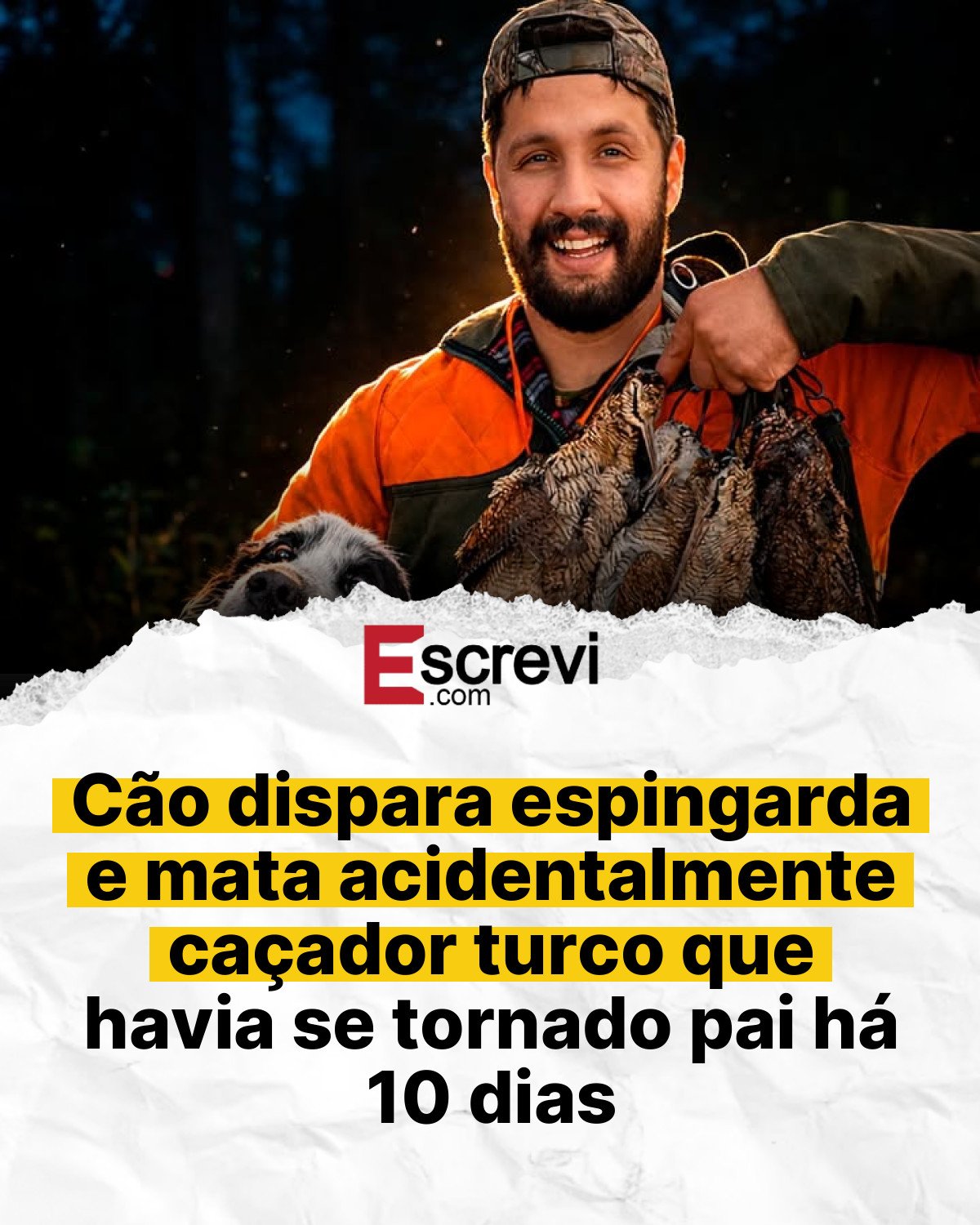 Cão dispara espingarda e mata acidentalmente caçador turco que havia se tornado pai há 10 dias card branco