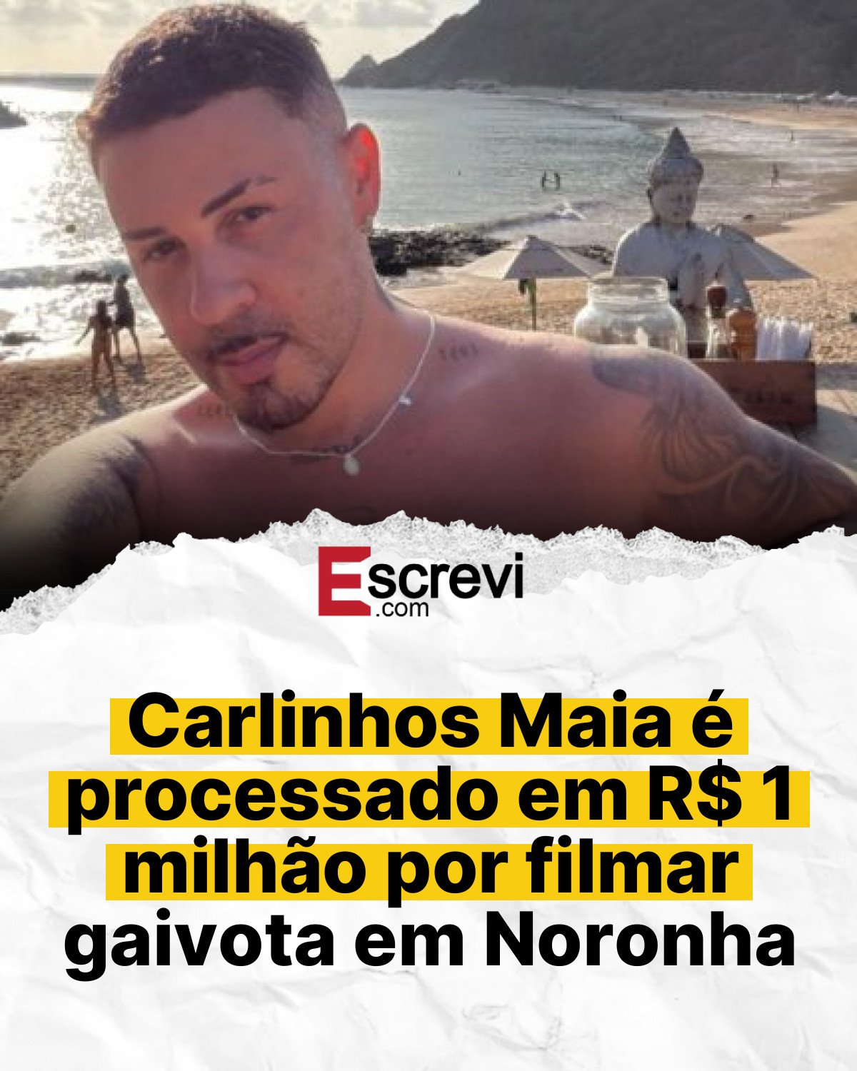 Carlinhos Maia é processado em R$ 1 milhão por filmar gaivota em Noronha card branco