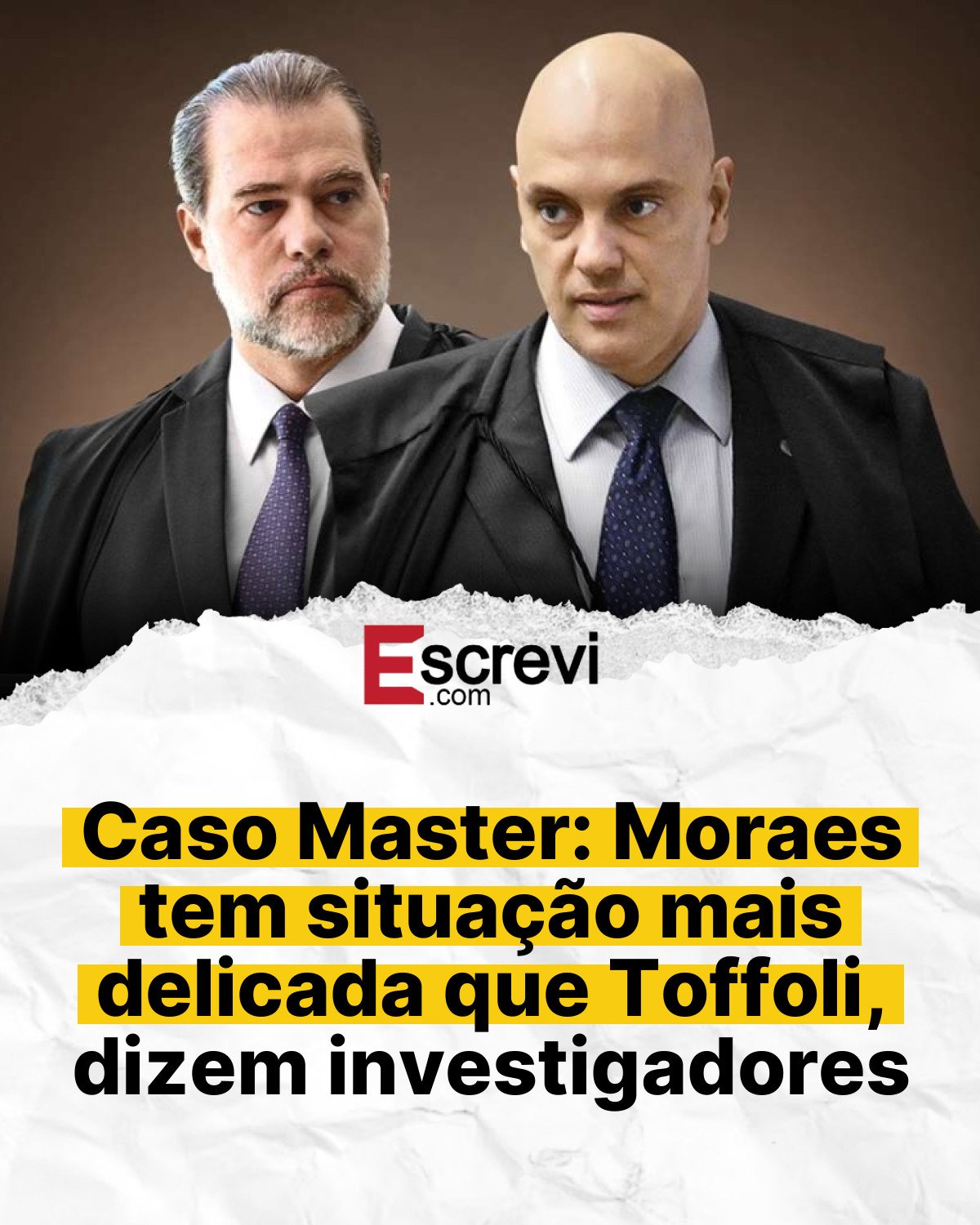 Caso Master: Moraes tem situação mais delicada que Toffoli, dizem investigadores card branco