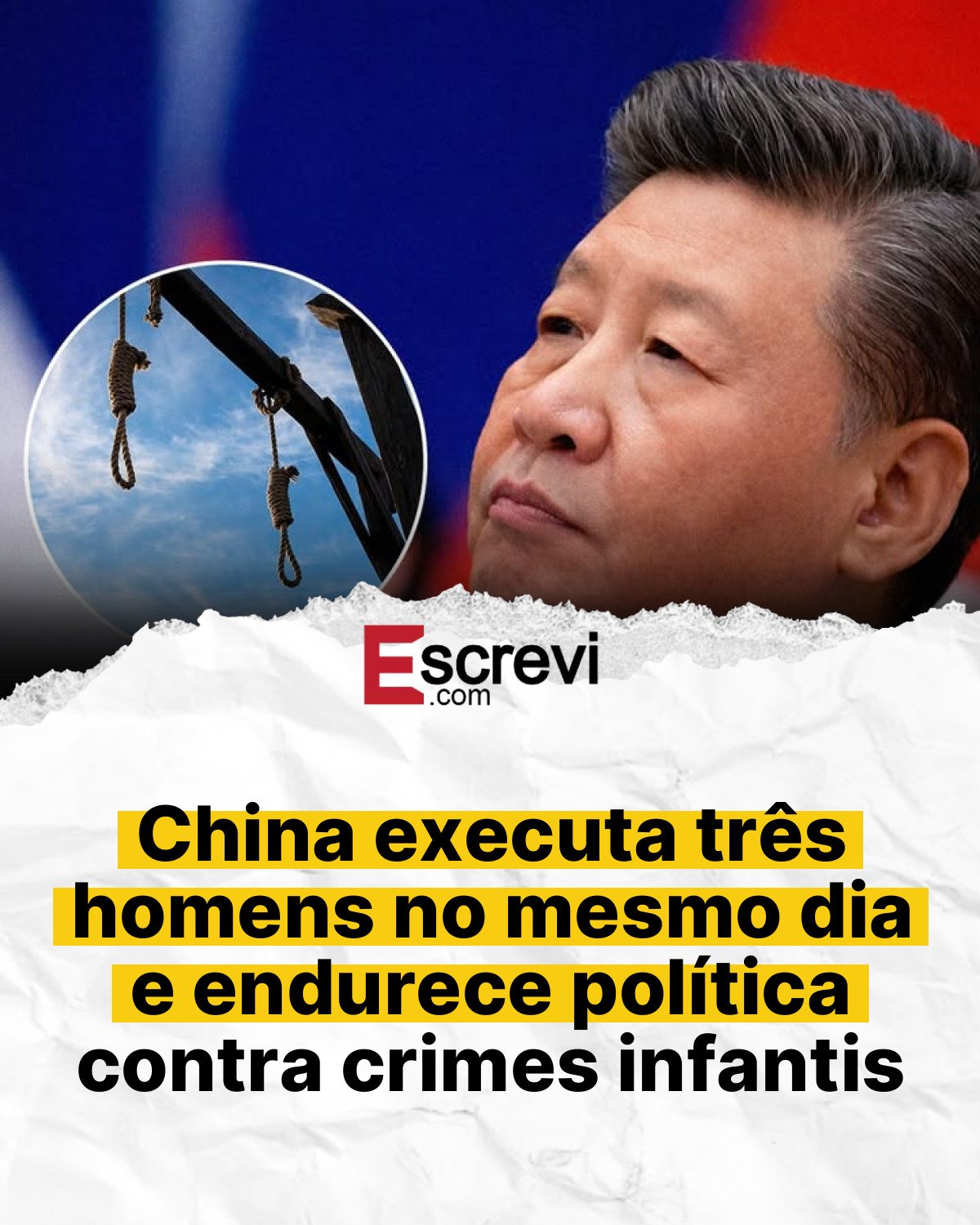 China executa três homens no mesmo dia e endurece política contra crimes infantis card branco