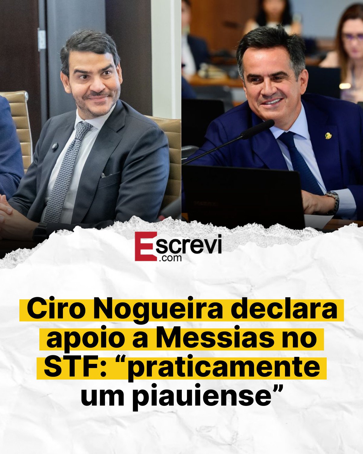 Ciro Nogueira declara apoio a Messias no STF: “praticamente um piauiense” card branco