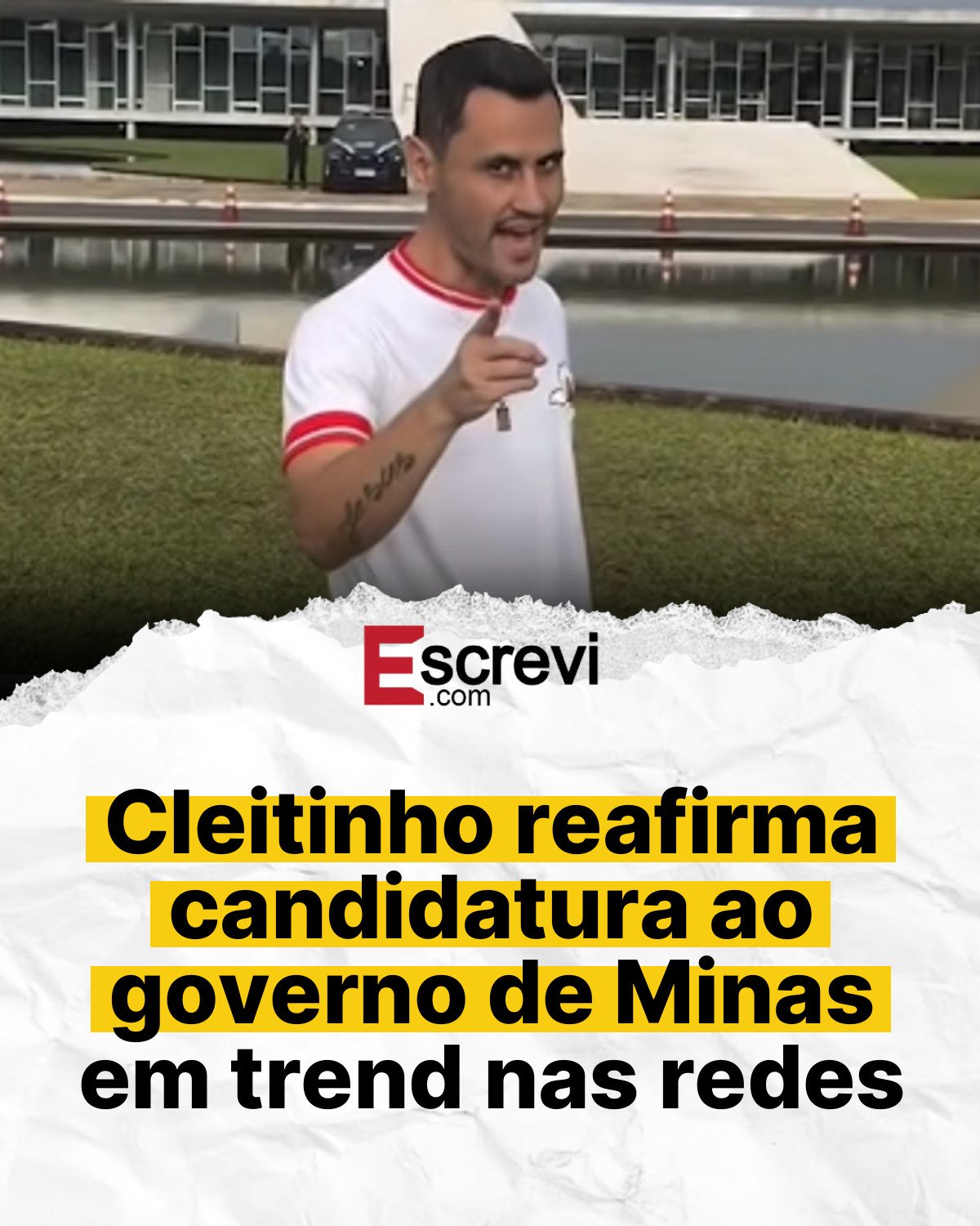 Cleitinho reafirma candidatura ao governo de Minas em trend nas redes card branco
