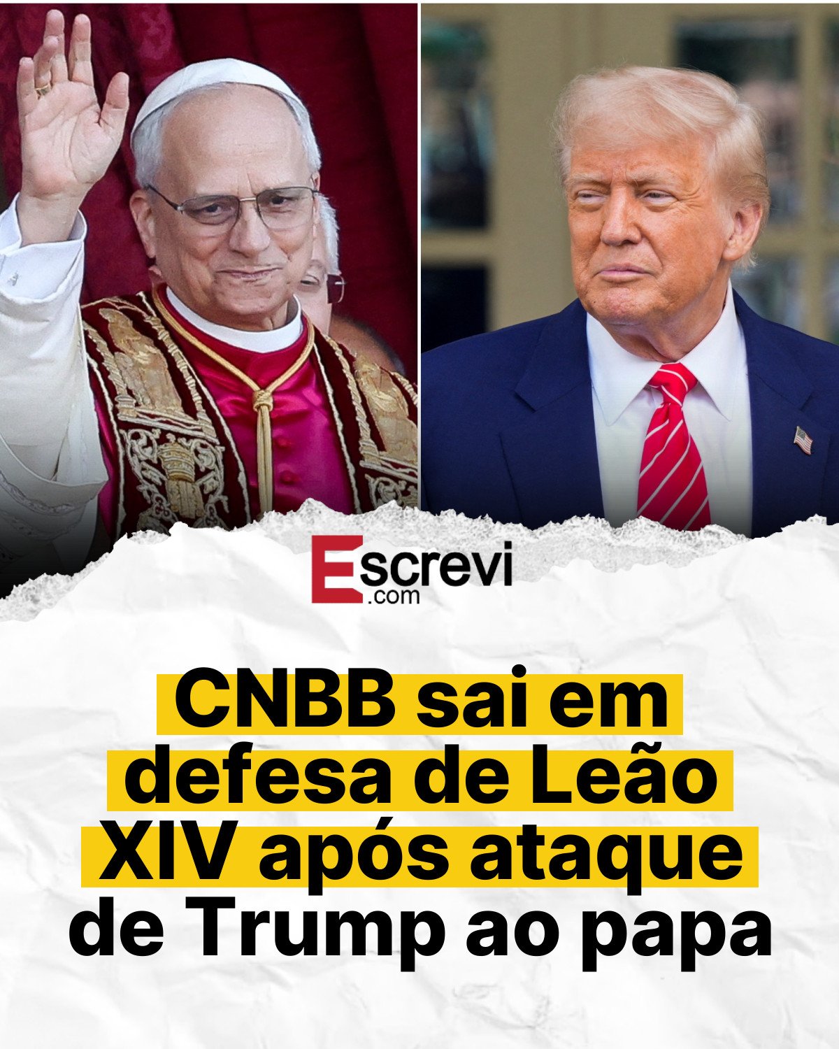 CNBB sai em defesa de Leão XIV após ataque de Trump ao papa card branco