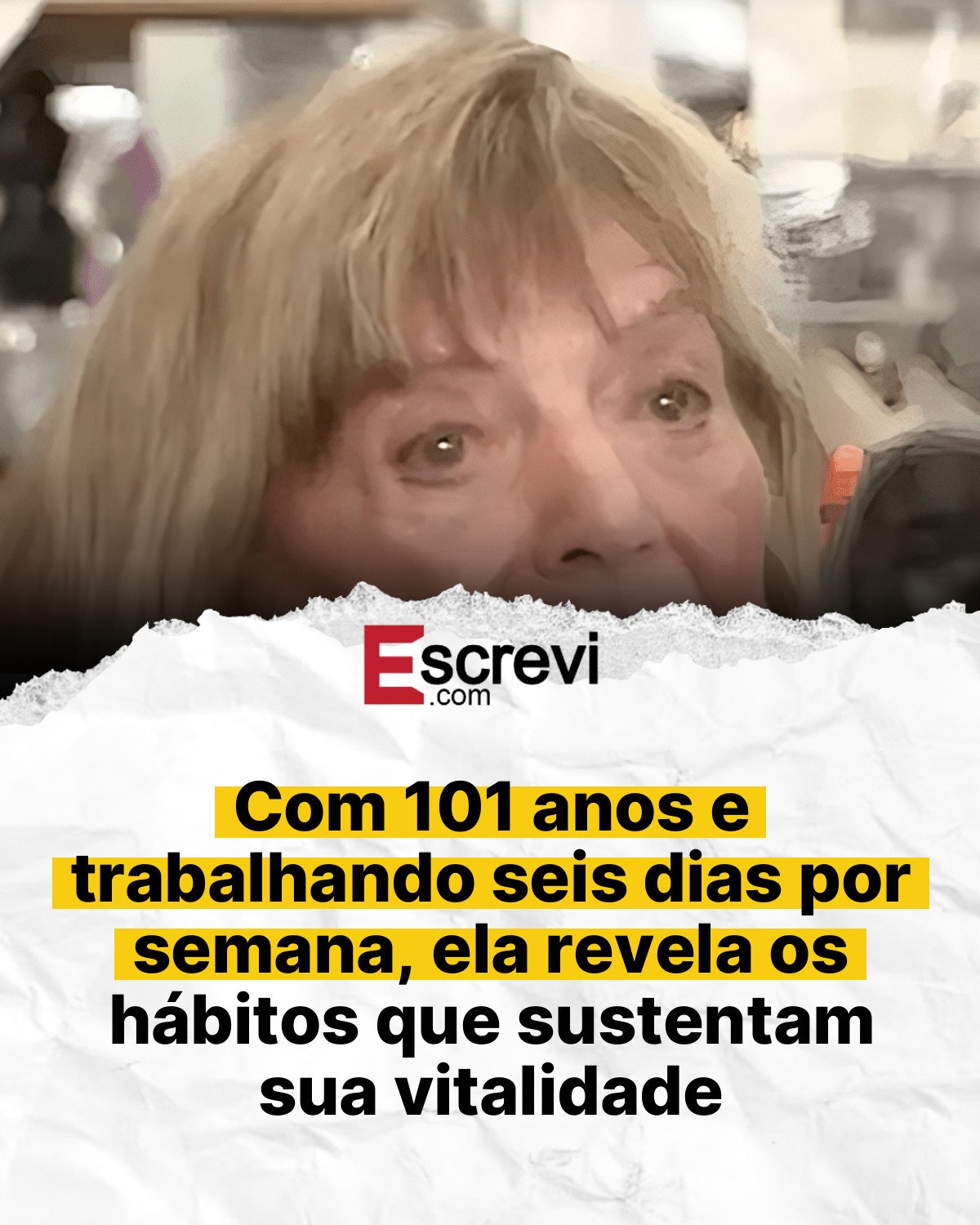 Com 101 anos e trabalhando seis dias por semana, ela revela os hábitos que sustentam sua vitalidade card branco