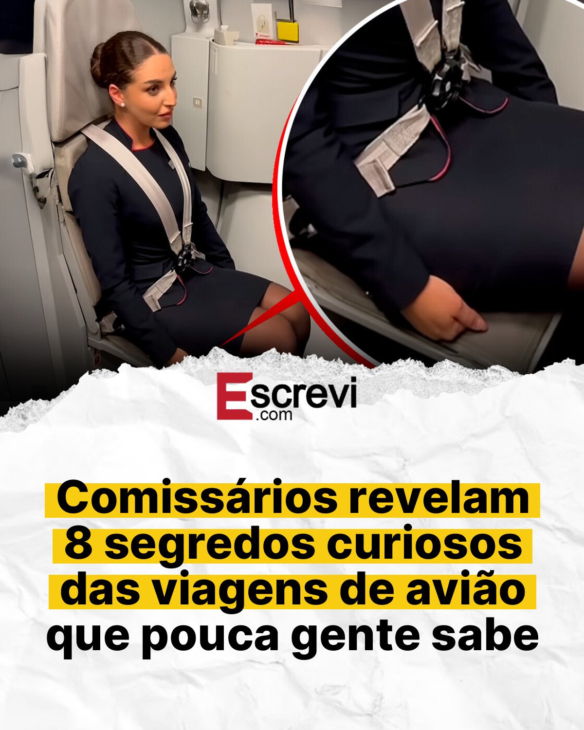 Comissários revelam 8 segredos curiosos das viagens de avião que pouca gente sabe card branco