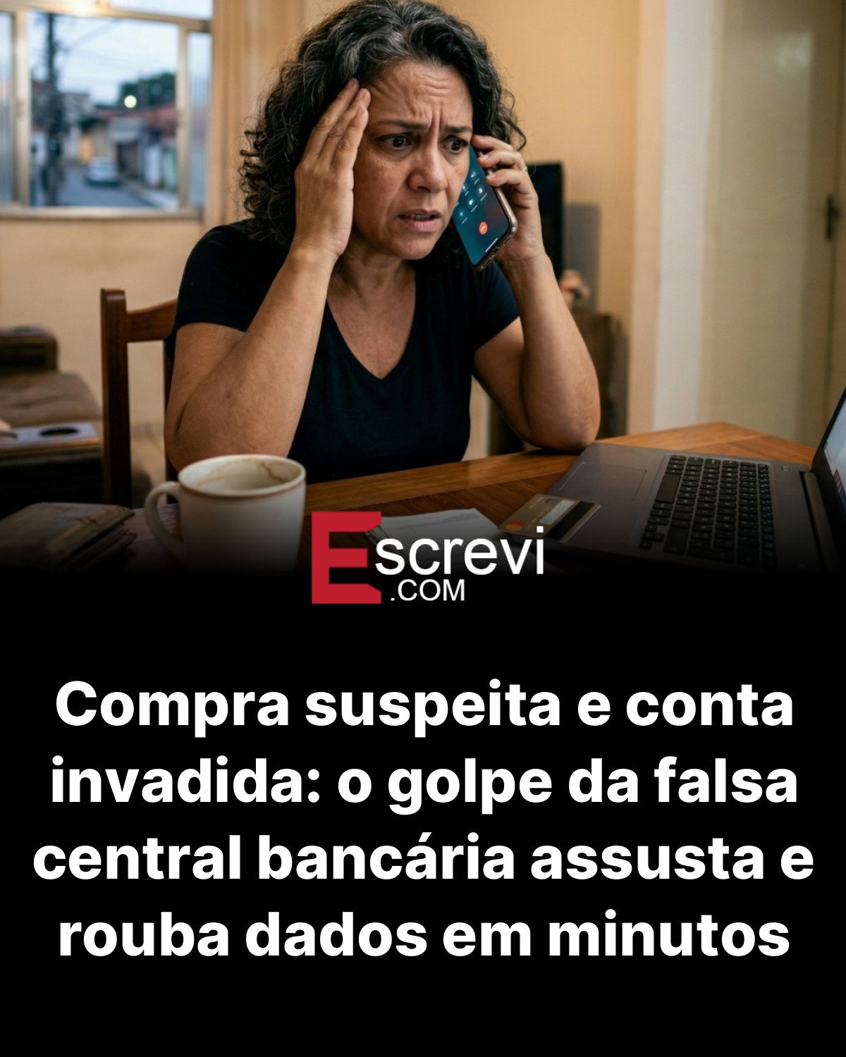 Compra suspeita e conta invadida: o golpe da falsa central bancária assusta e rouba dados em minutos card preto