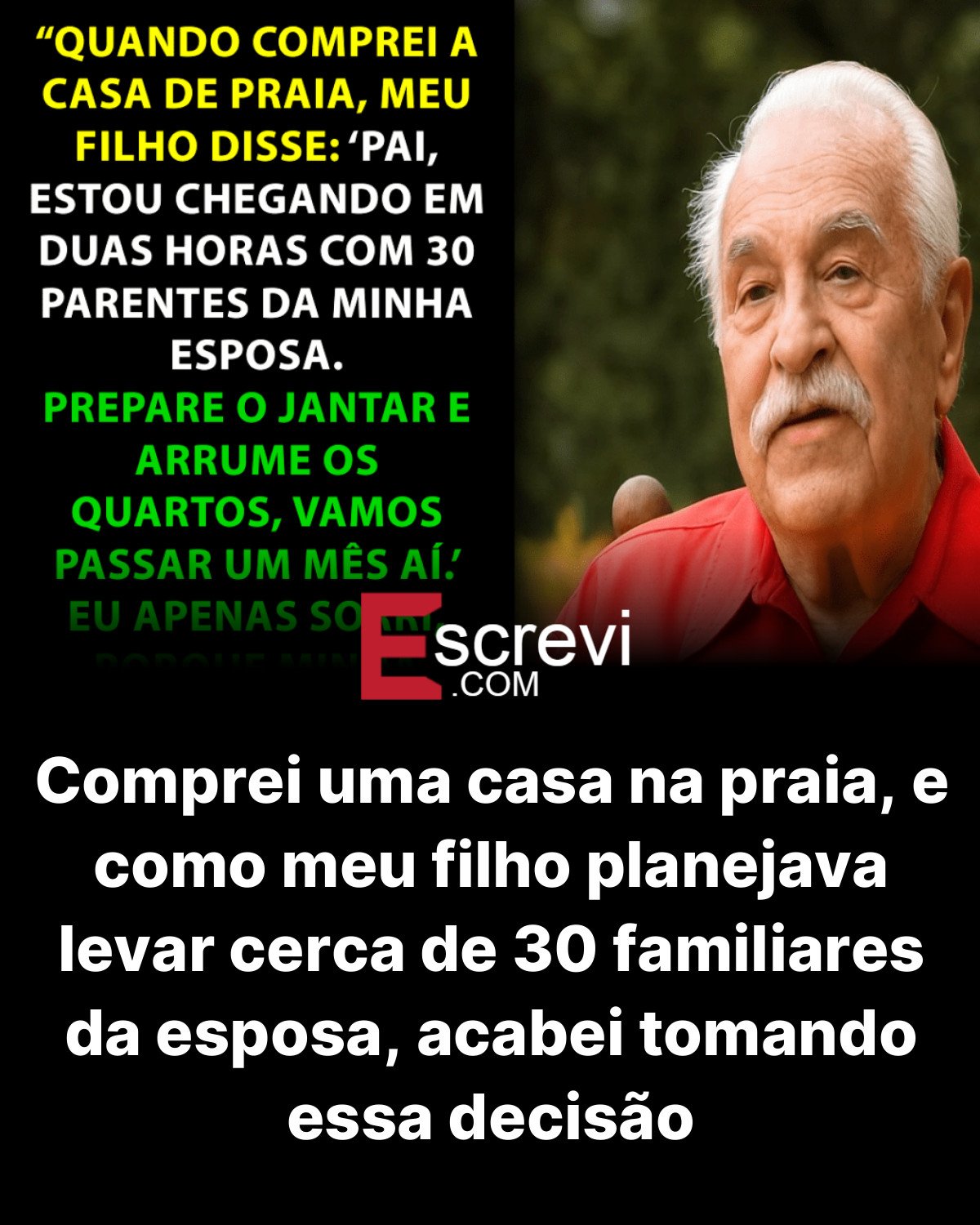 Comprei uma casa na praia, e como meu filho planejava levar cerca de 30 familiares da esposa, acabei tomando essa decisão card preto
