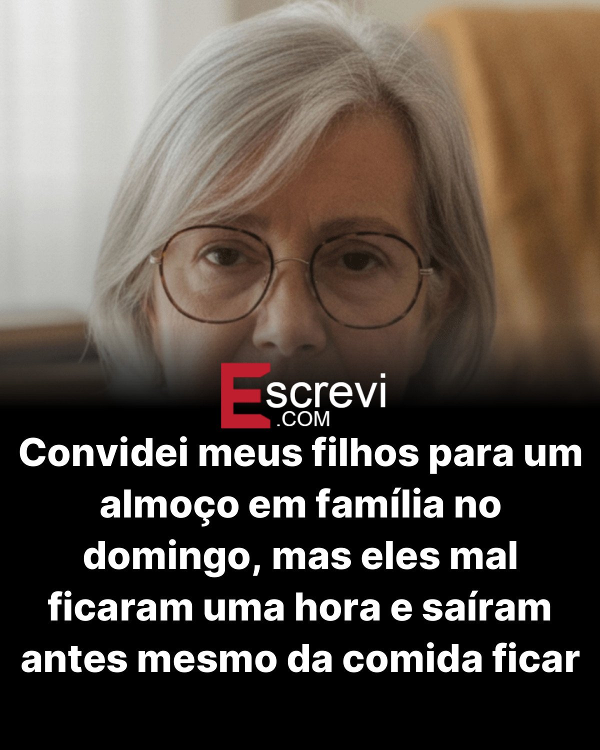 Convidei meus filhos para um almoço em família no domingo, mas eles mal ficaram uma hora e saíram antes mesmo da comida ficar pronta card preto