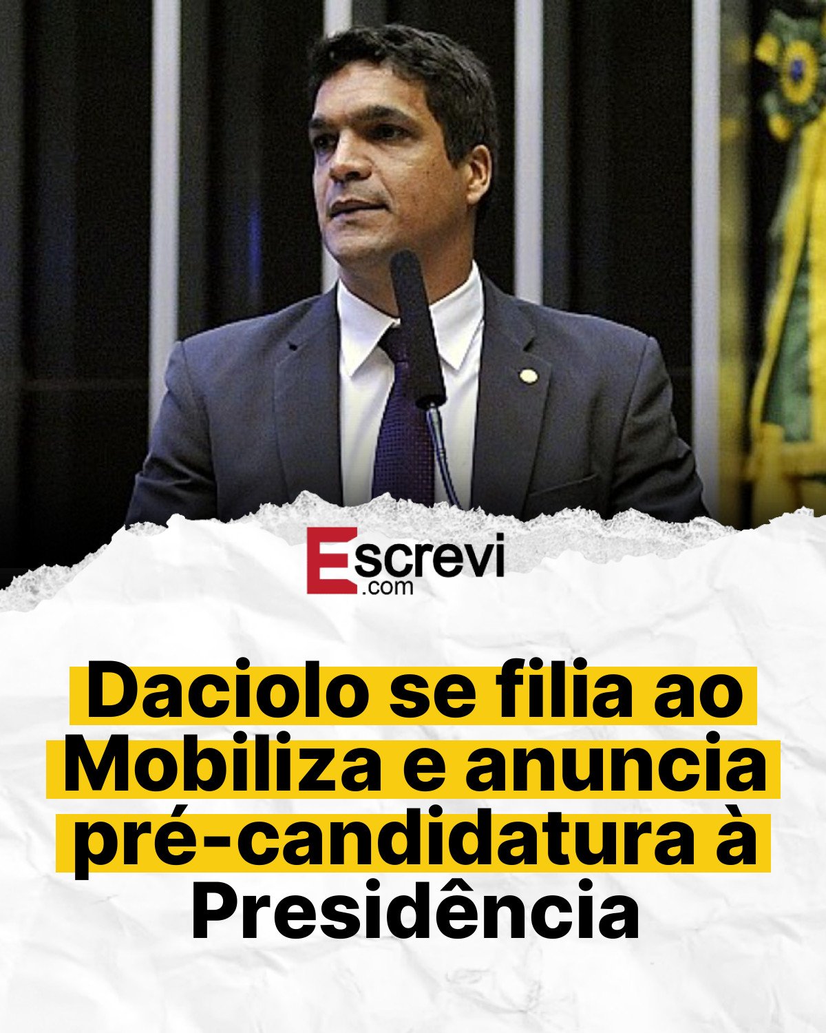 Daciolo se filia ao Mobiliza e anuncia pré-candidatura à Presidência card branco
