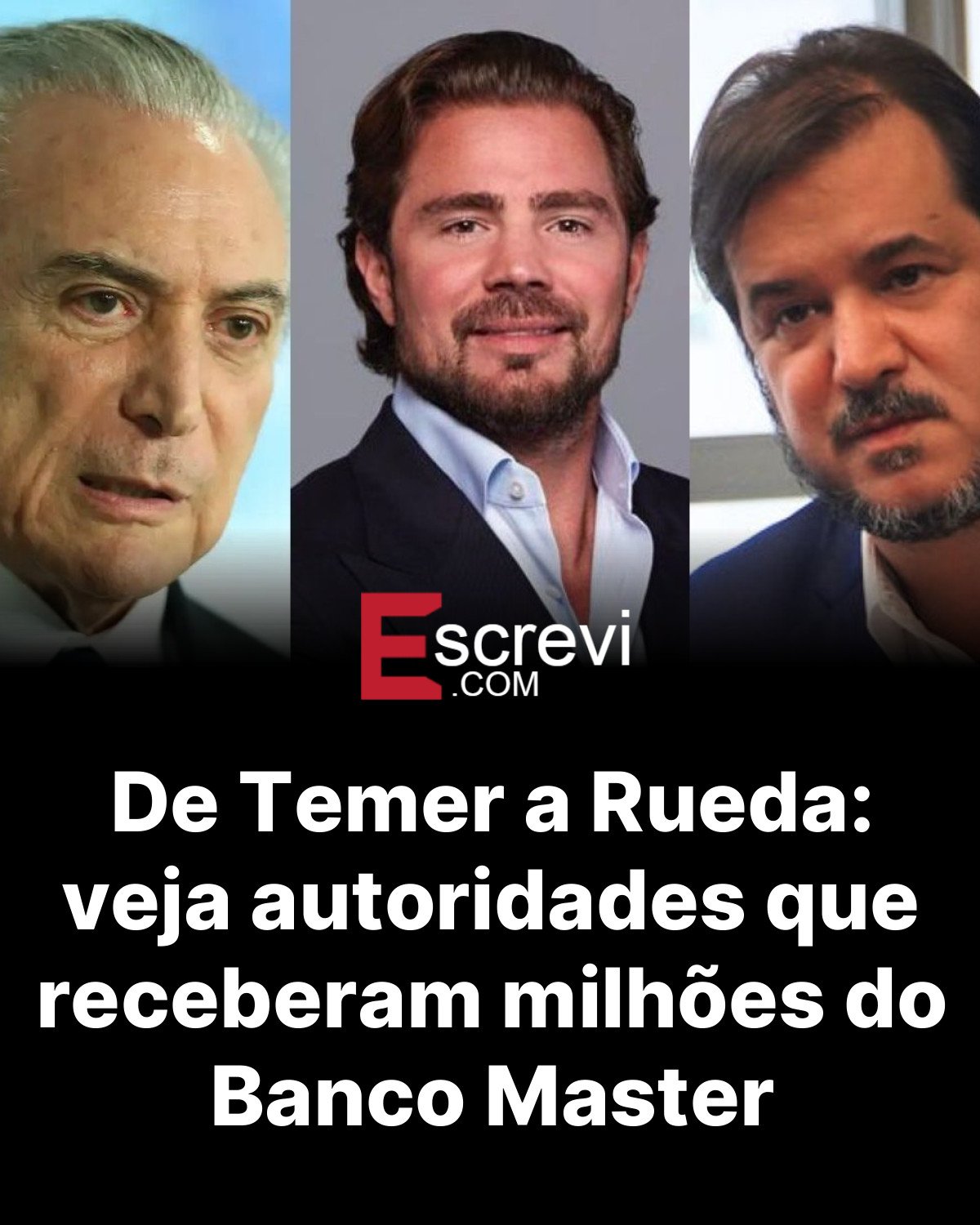 De Temer a Rueda: veja autoridades que receberam milhões do Banco Master card preto