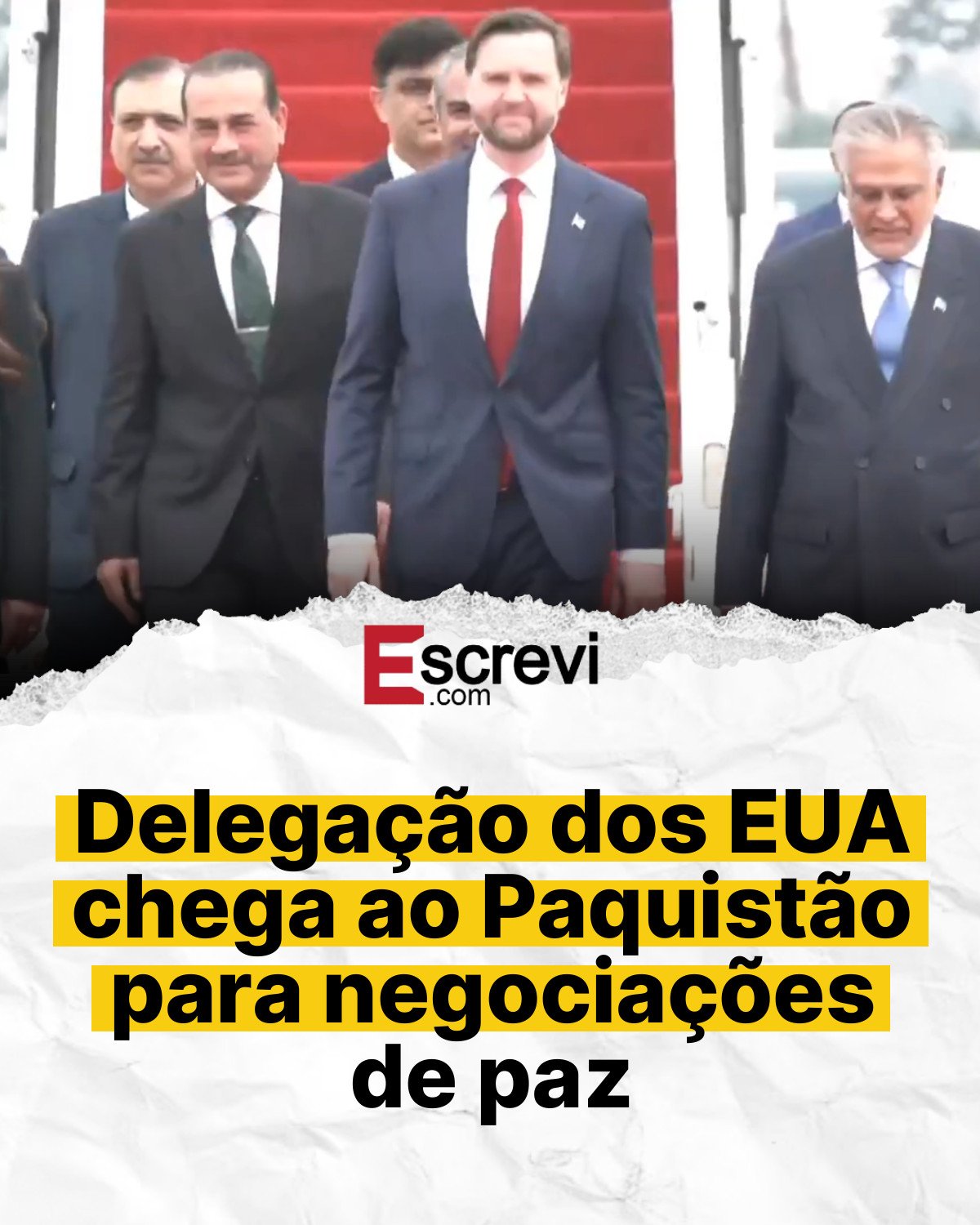 Delegação dos EUA chega ao Paquistão para negociações de paz card branco