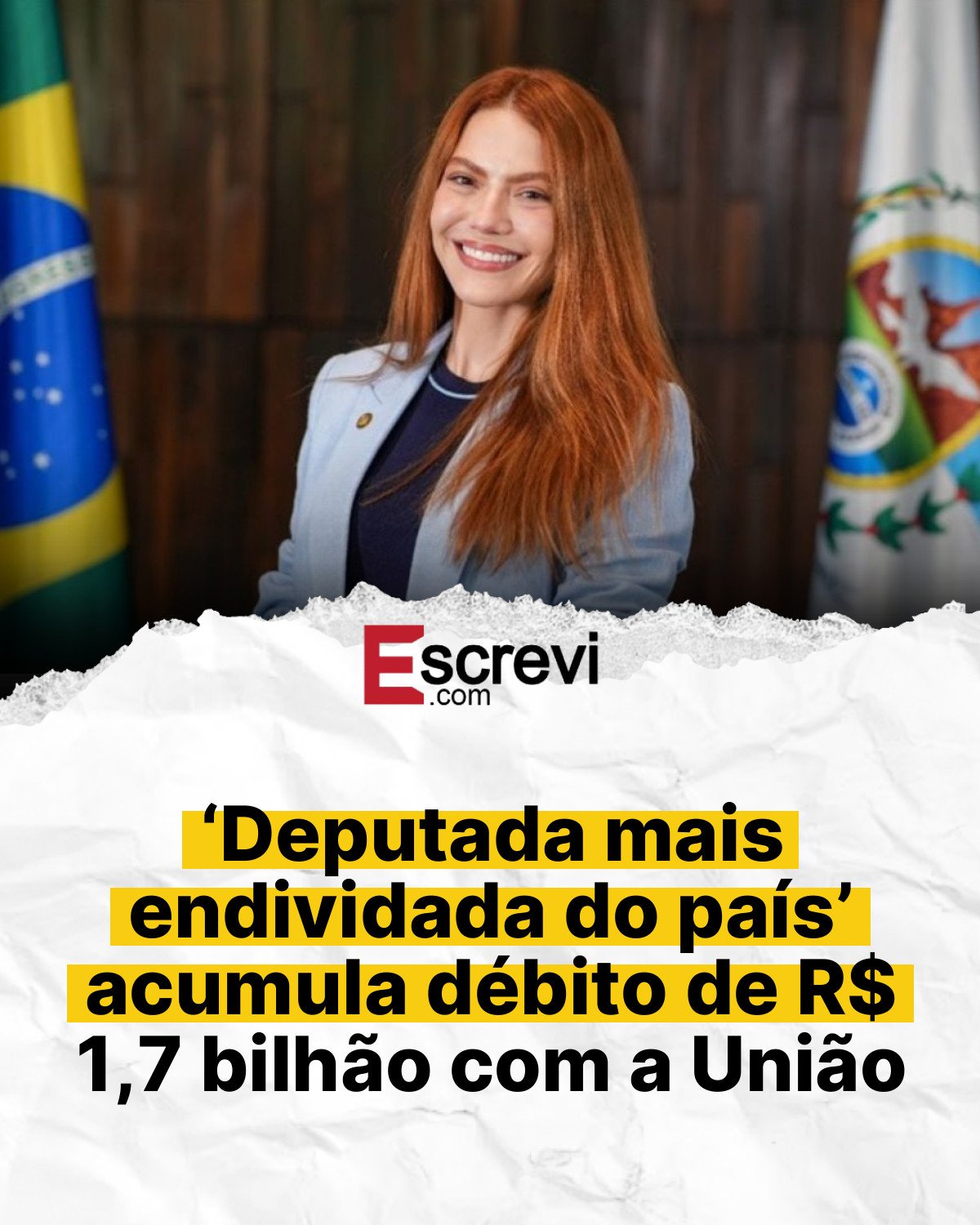 ‘Deputada mais endividada do país’ acumula débito de R$ 1,7 bilhão com a União card branco