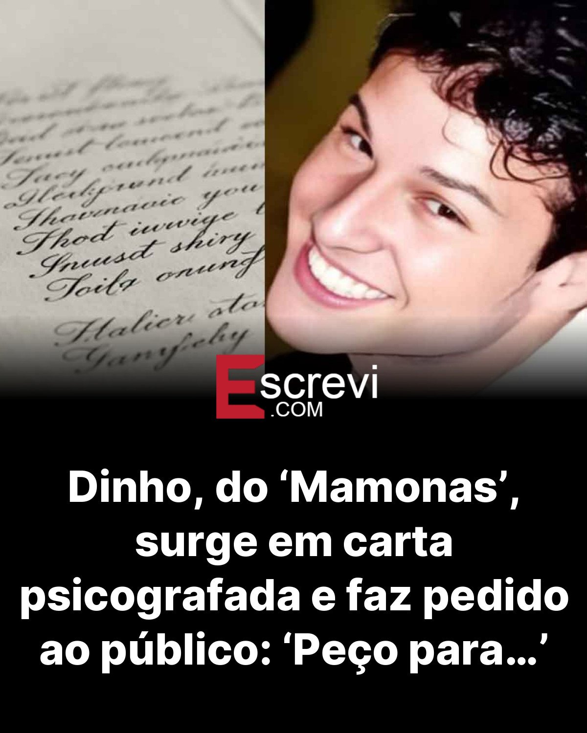 Dinho, do ‘Mamonas’, surge em carta psicografada e faz pedido ao público: ‘Peço para…’ card preto