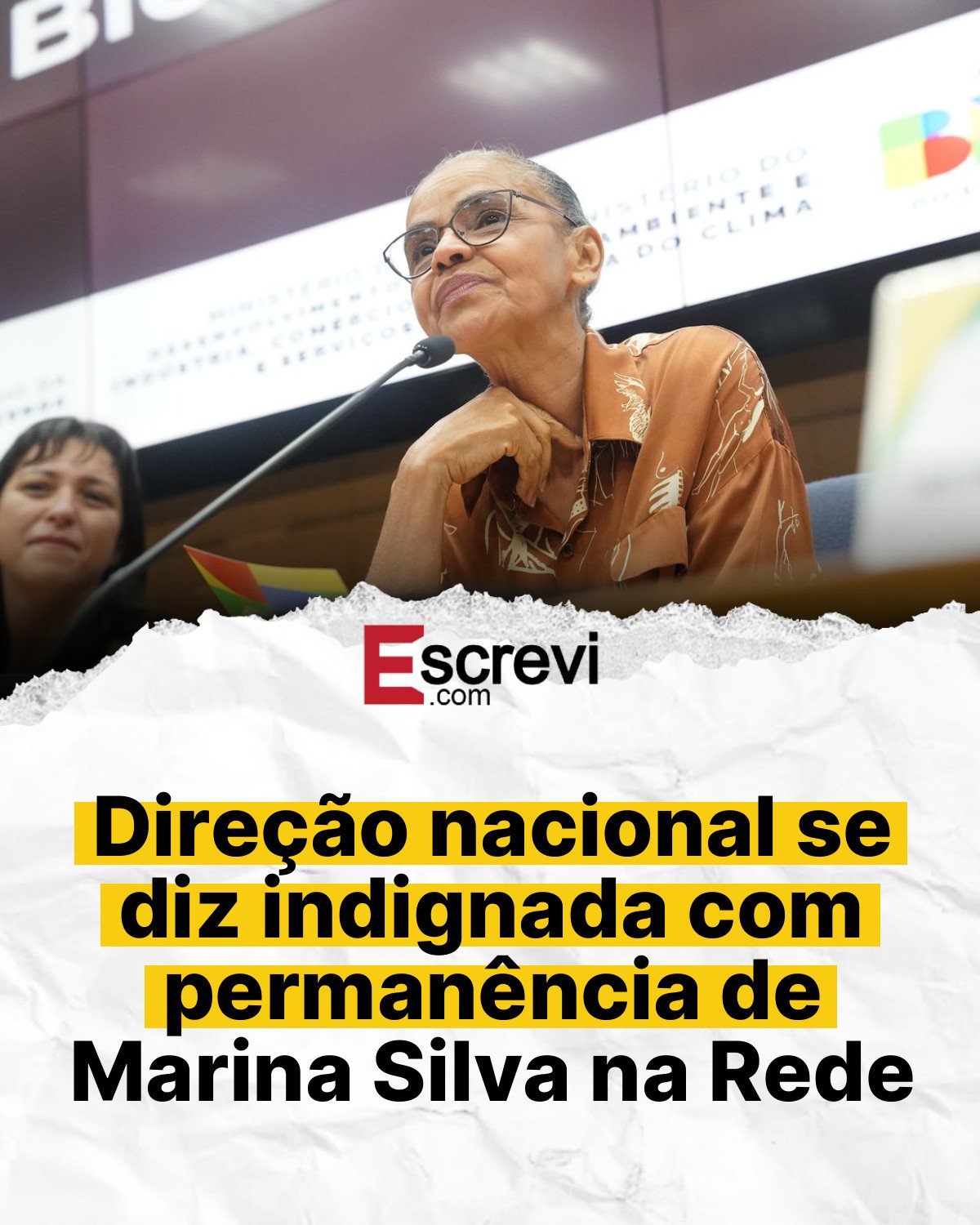 Direção nacional se diz indignada com permanência de Marina Silva na Rede card branco